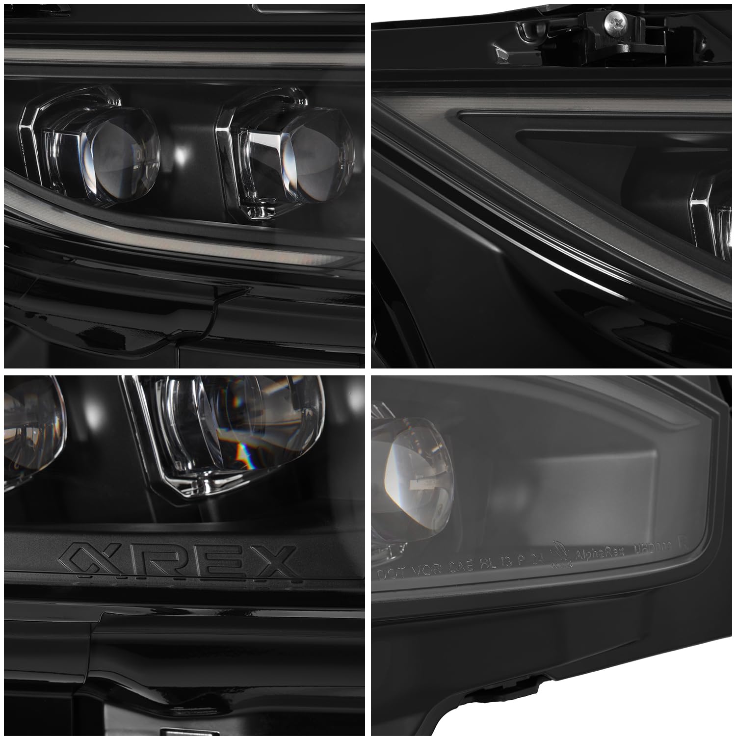 LED Projector Headlights AlphaRex for 16-21 Civic/ 17-21 Civic Type-R FK8 NOVA-Series Black