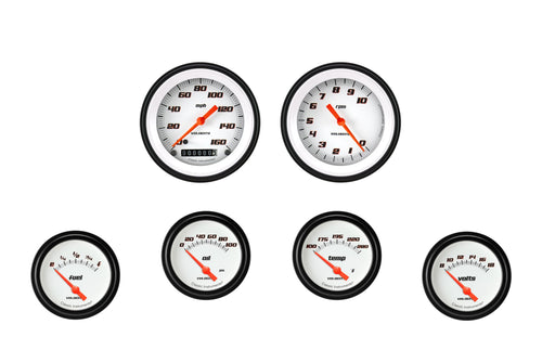 Velocity White Classic Instruments VS201WBLF 2 5/8" Short Sweep 6 GaugeSet - GM