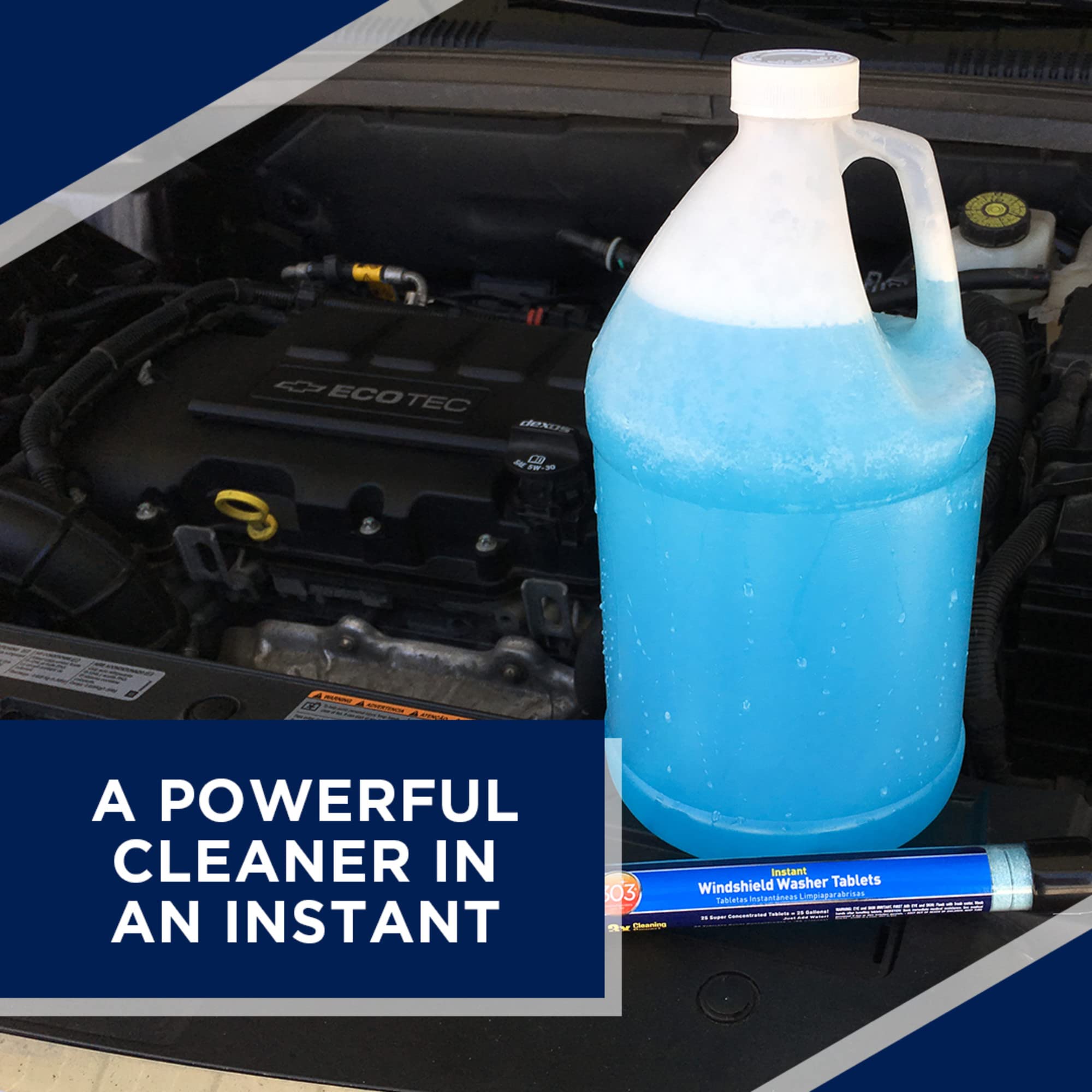 303 Products Automotive Instant Windshield Washer (230395) - 3x Cleaning Power - Super Concentrated Tablets - Just Add Water, 25 Tablet