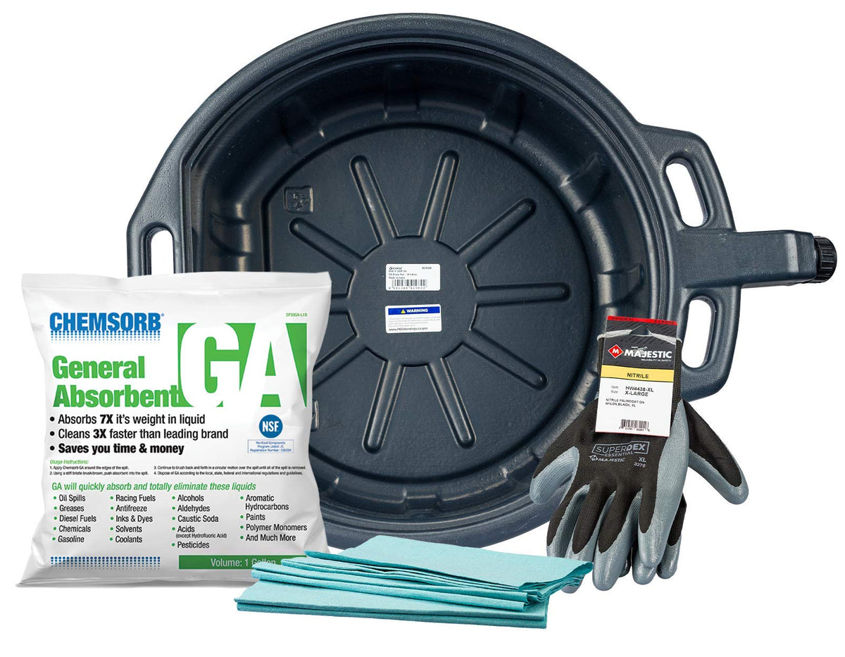 41960MFK Groz No Mess Oil Change Kit with 4-1/4 Gallon Drain Pan