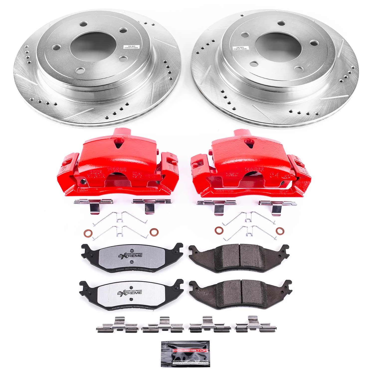 Power Stop Z36 KC4579-36 Truck & Tow Rear Brake Kit-Brake Rotors, Brake Pads & Calipers For Ford E-150 2004-2006, Ford E-150 Club Wagon 2004-2005 [Model Specific]