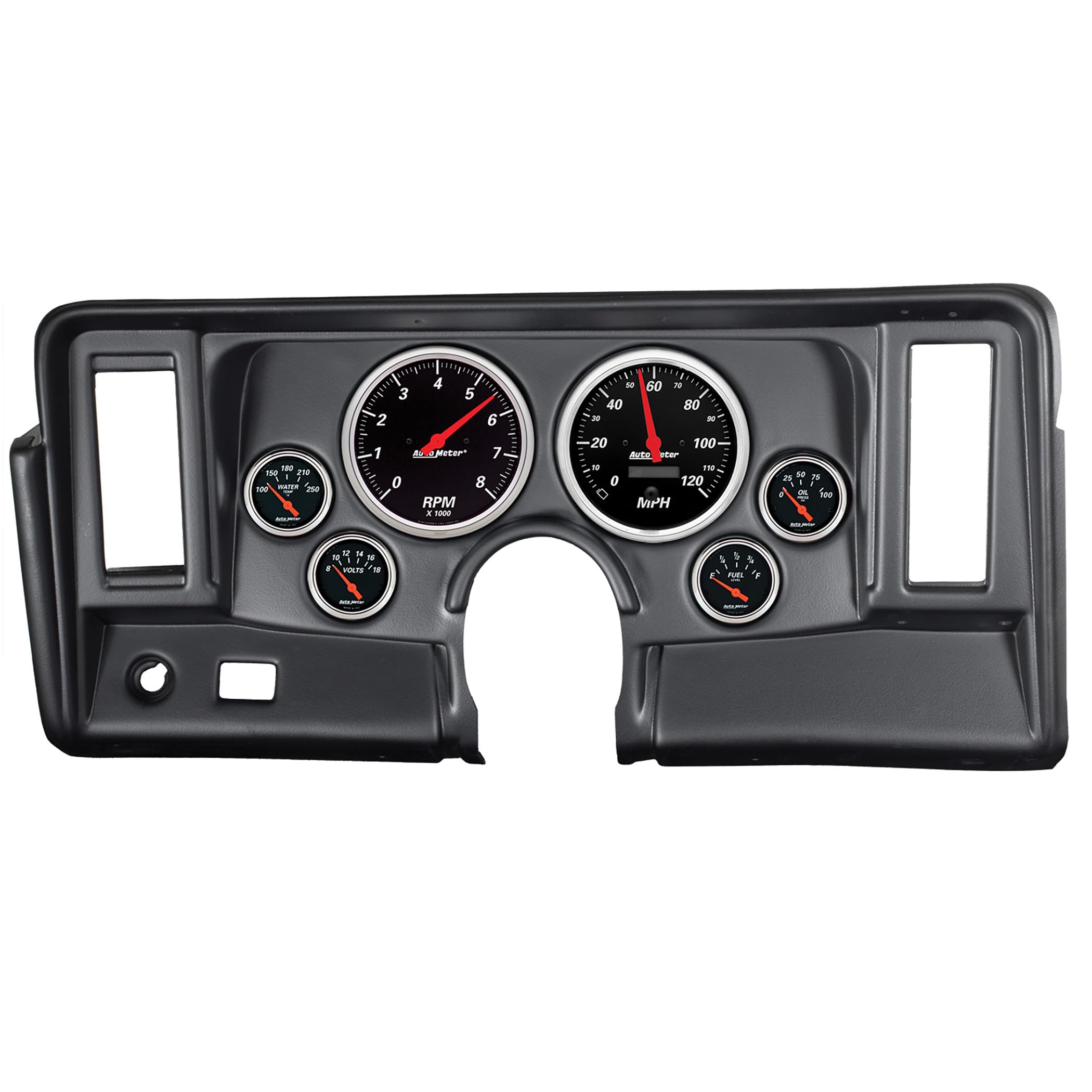 Auto Meter Gauge Kit 7024-DB, 6 Pc, Nova 69-76, Tach/Mph/Fuel/Oilp/Wtmp/Volt, Designer Black