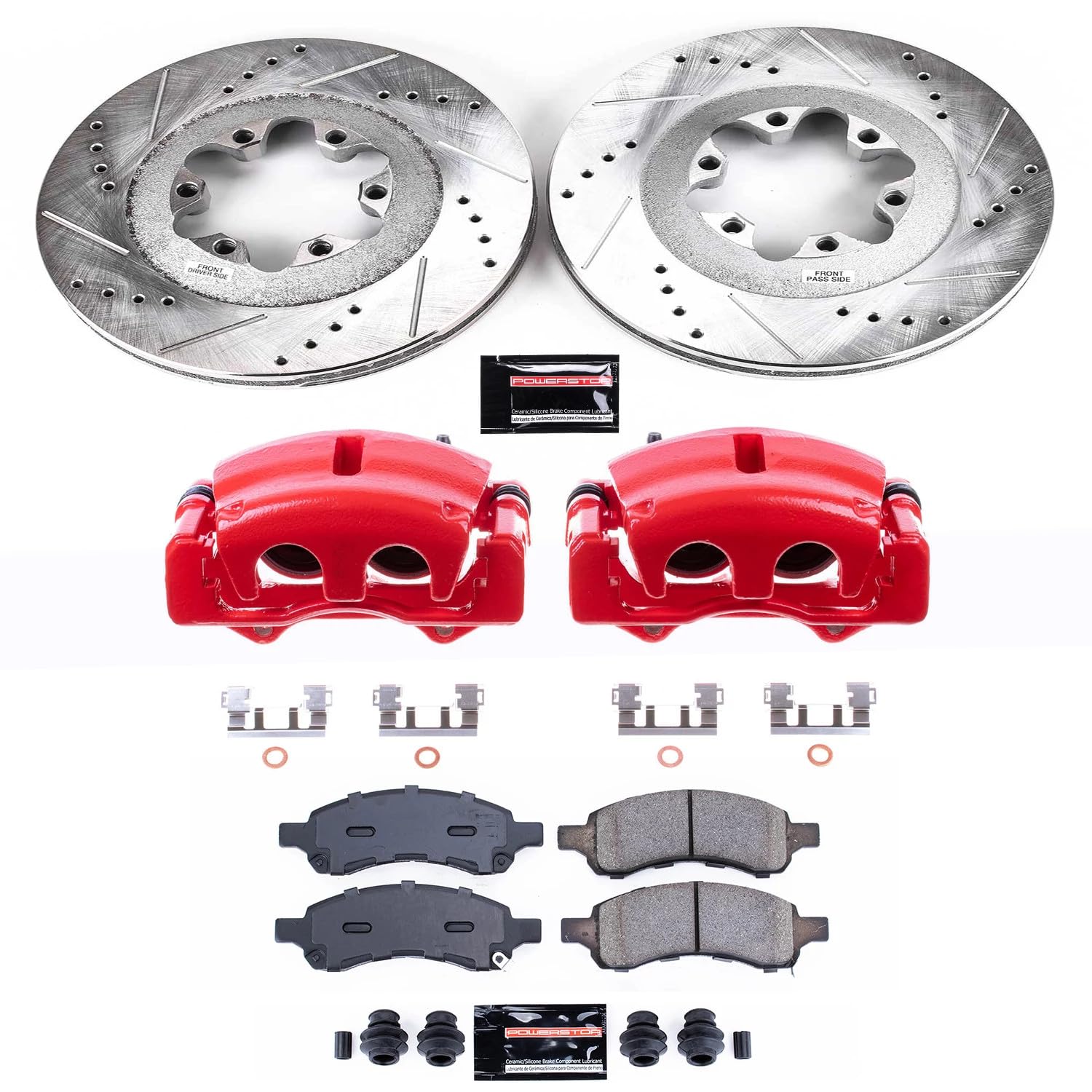 Z23 Evolution Power Stop KC5405 Front Brake Caliper Kit-Brake Rotors, Carbon-Fiber Ceramic Brake Pads, Calipers