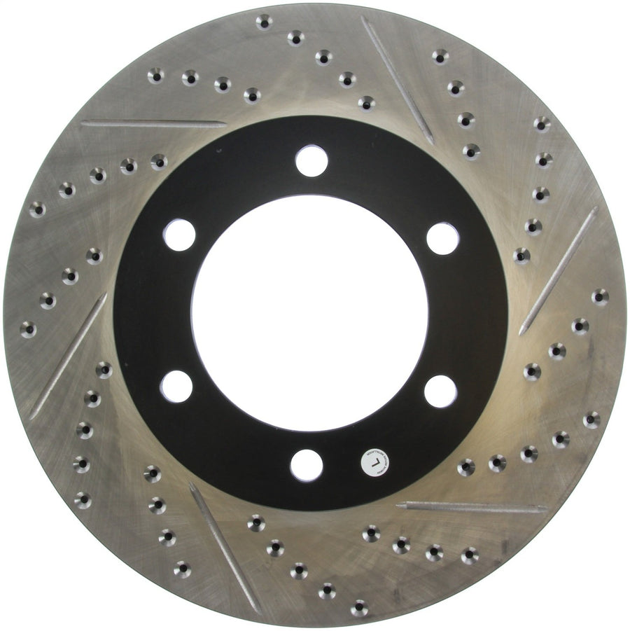 Front Left StopTech 127.44118L Automotive Replacement Drilled and Slotted Disc Brake Rotor Fits Select 2001-2007 Toyota Sequoia, 2000-2006 Toyota Tundra