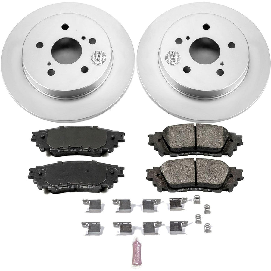Power Stop Coated Brake Rotor and Ceramic Brake Pads CRK7739- Rear For Lexus NX200t 2015-2017, Lexus NX300 2018-2021, Lexus NX300h 2015-2021, Toyota C-HR 2018 [Model Specific]