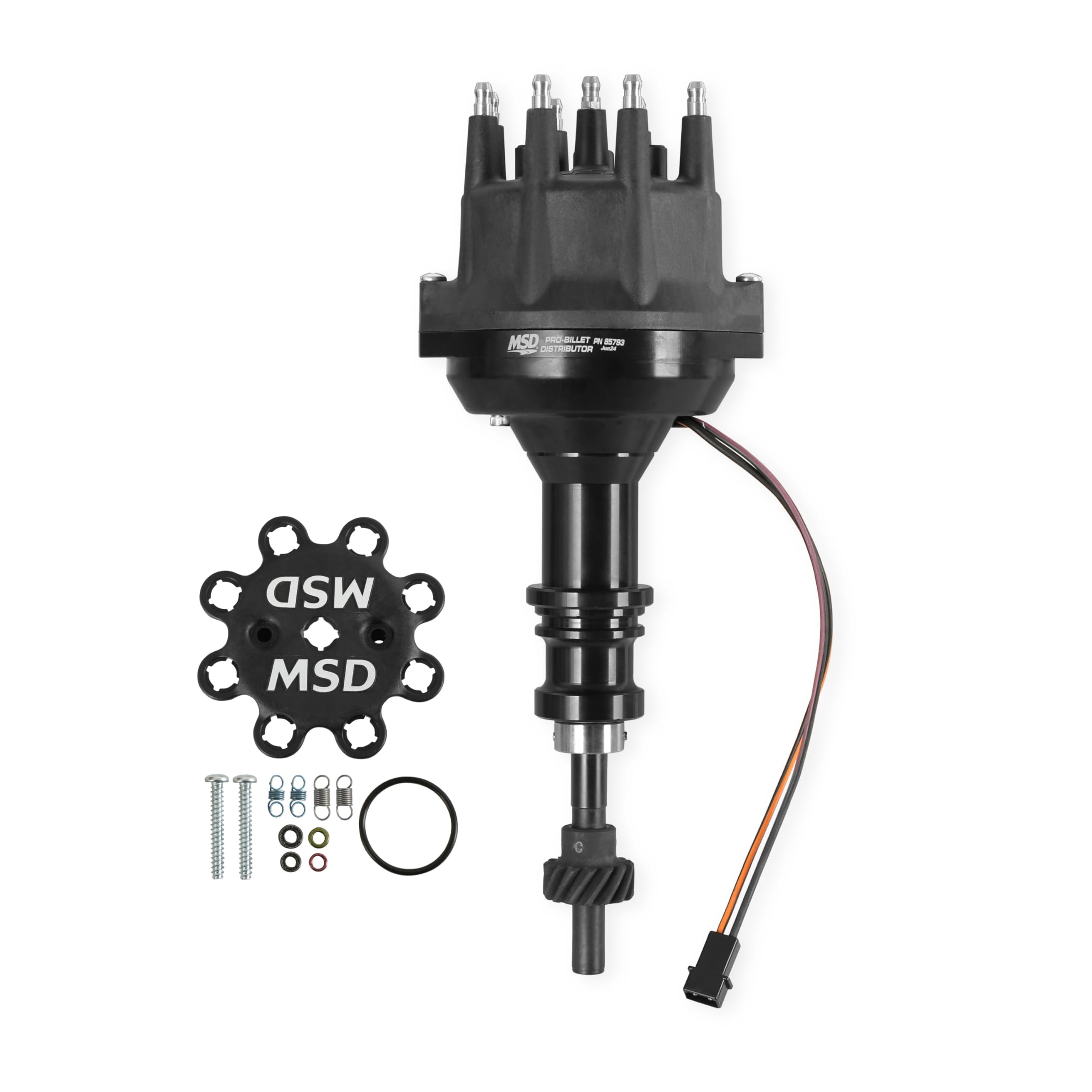 Small Diameter MSD Pro-Billet Distributor, Iron Gear, Black