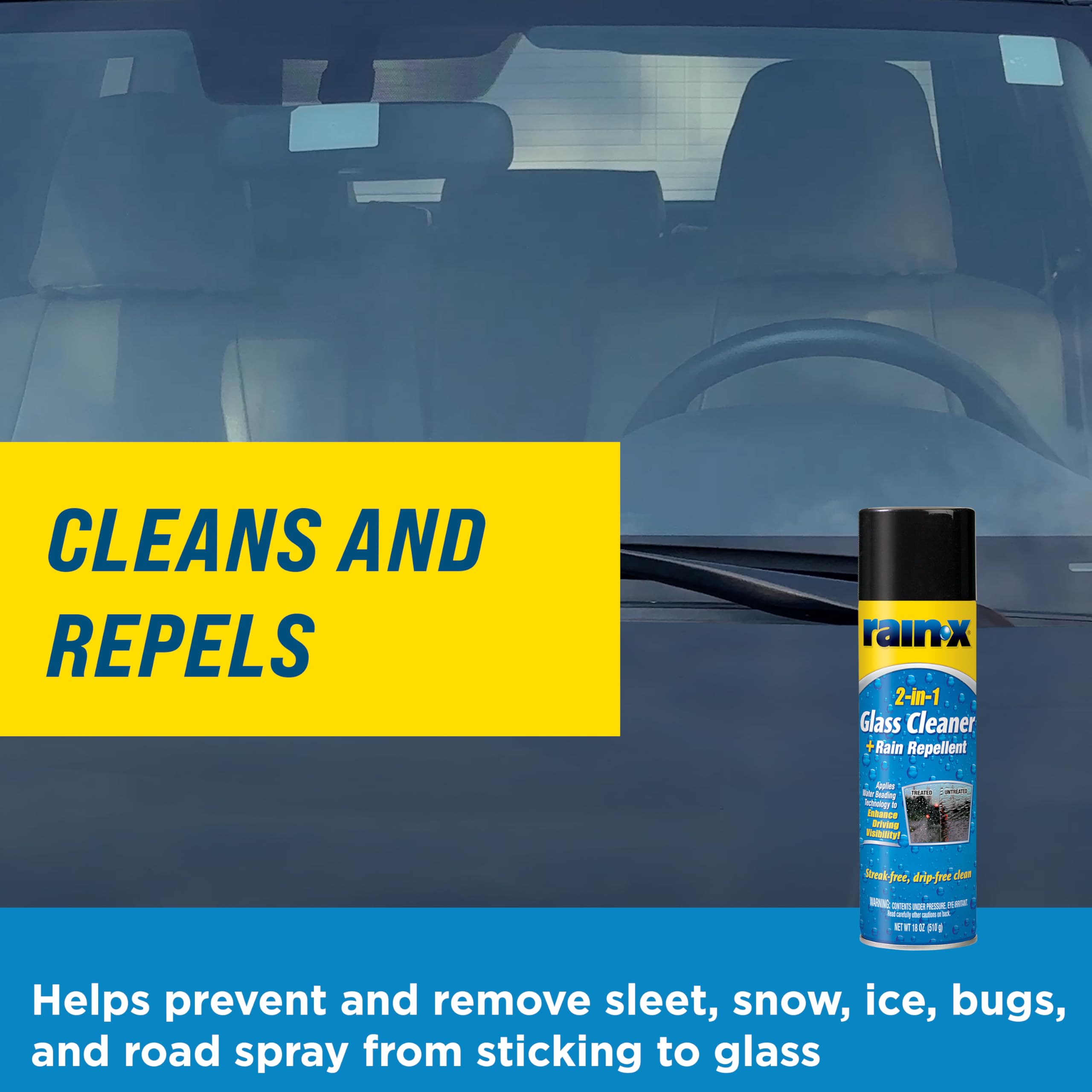 2-In-1 Rain-X Glass Cleaner Plus Repellent 5080233, 18 Ounce, BLUE