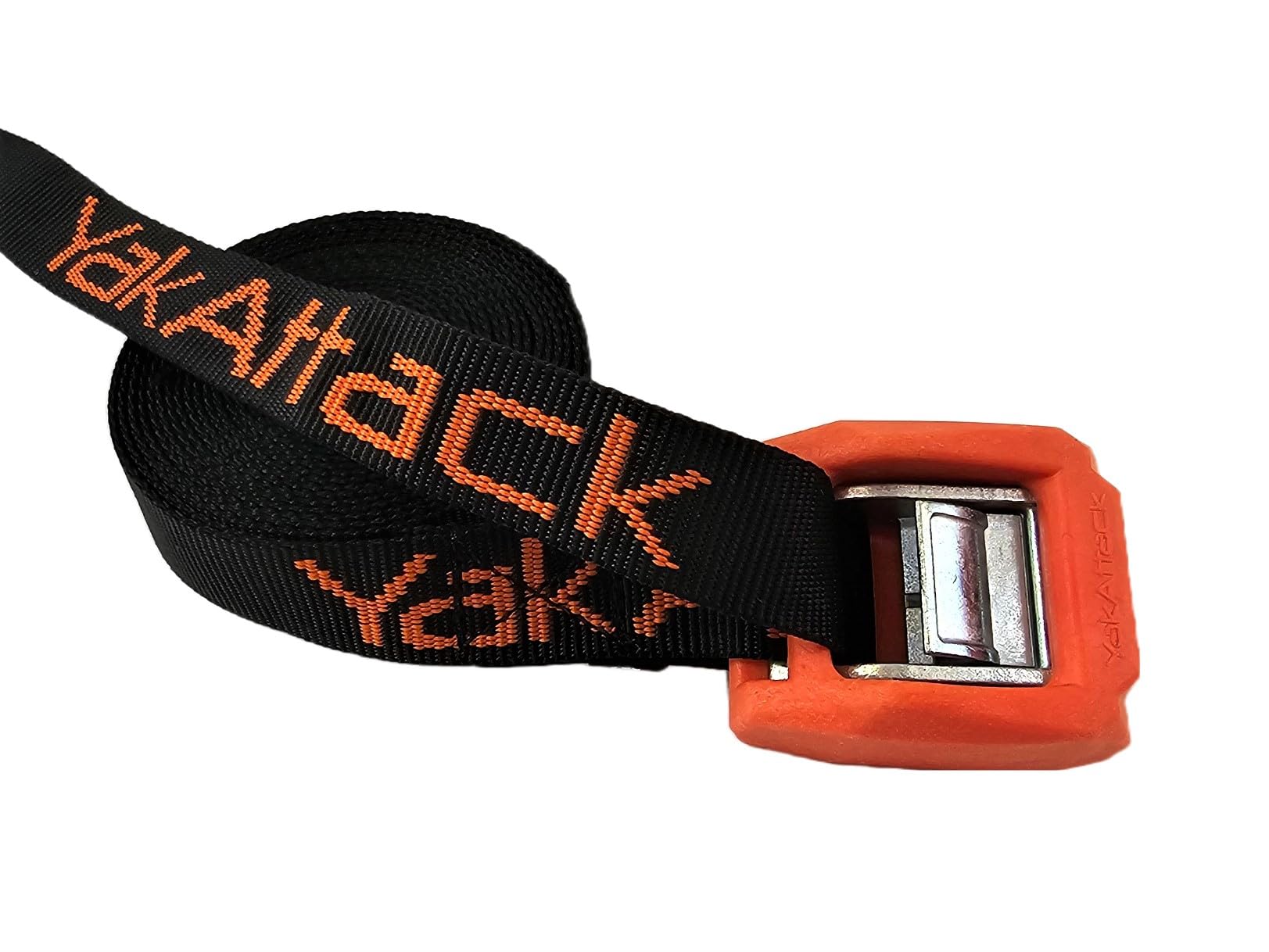 Cam Straps YakAttack 6" | Heavy Duty Polyester Tie Down | Rubber Buckle Cover | Black/Orange - 2 Pack | USA Sewn | Kayak Fishing Accessories