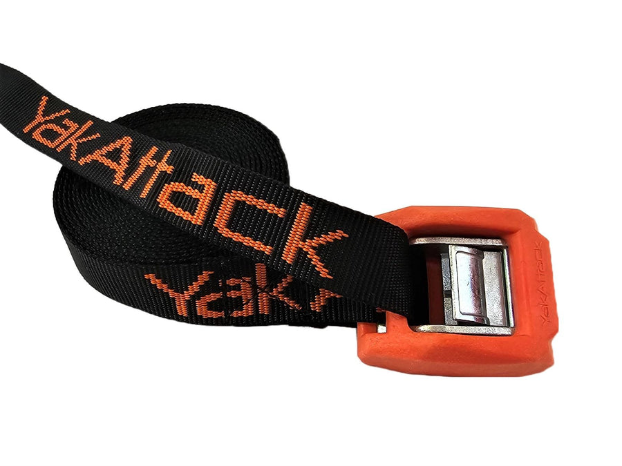 Cam Straps YakAttack 2 Pack – 3' x 1" | Heavy Duty Polyester Kayak Tie Downs | Rubber Buckle Cover | 2 Pack - Black/Orange | Kayak Accessory Built for Marine Use