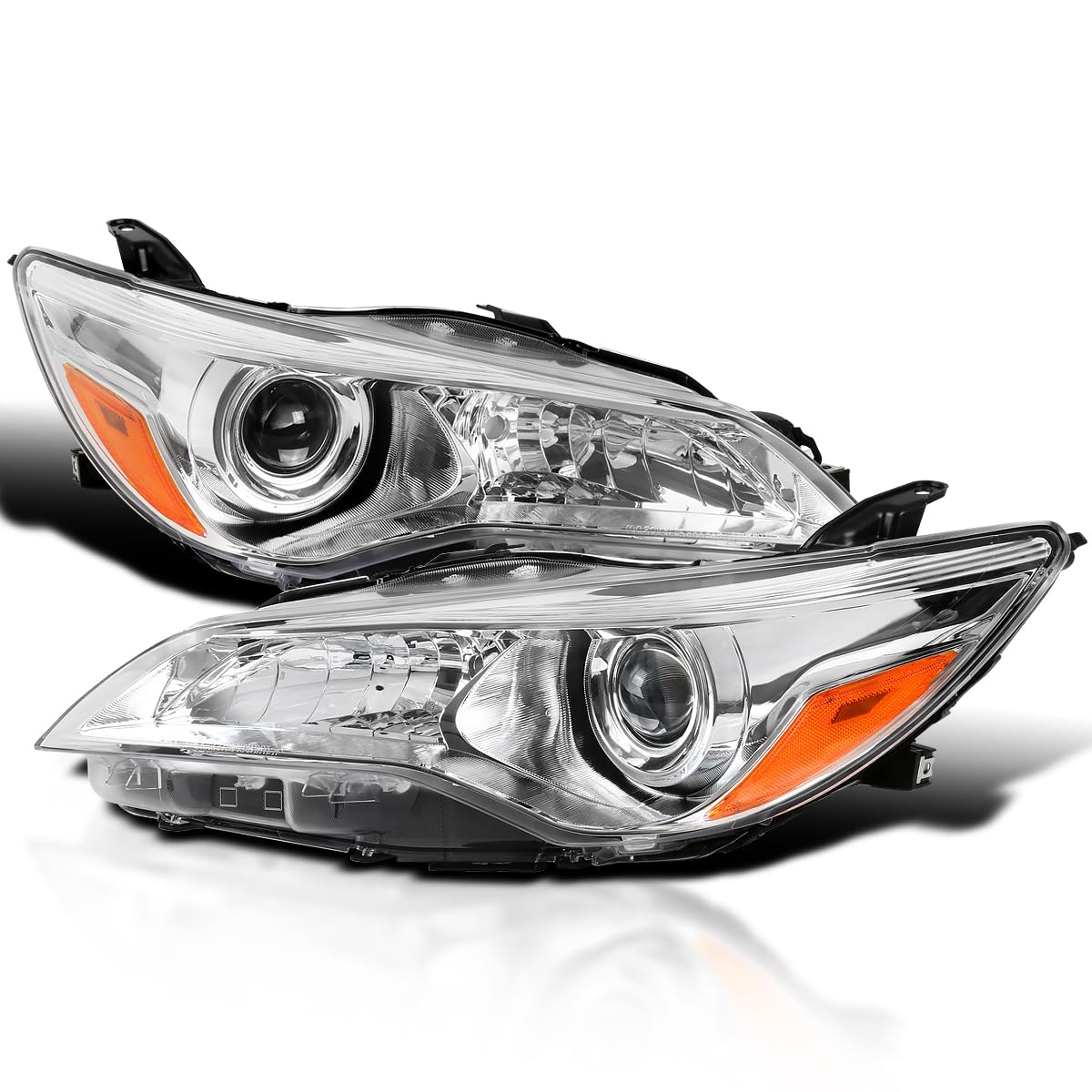 Chrome Projector Headlights SPEC-D TUNING Compatible with 2015-2017 Toyota Camry, Left + Right Pair Headlamps Assembly