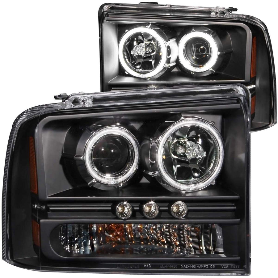 Ford Anzo USA 111117 Black Projectors with Halos Headlight Assembly - (Sold in Pairs)