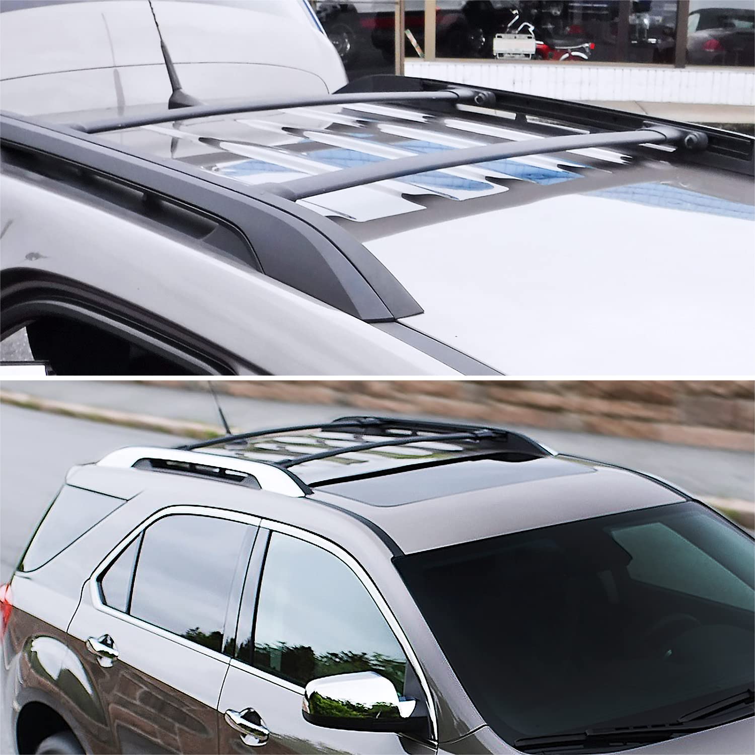 Black Roof Spec-D Tuning Cross Bars Rack Luggage Cargo Carrier Compatible with 2010-2017 Chevy Equinox GMC Terrain