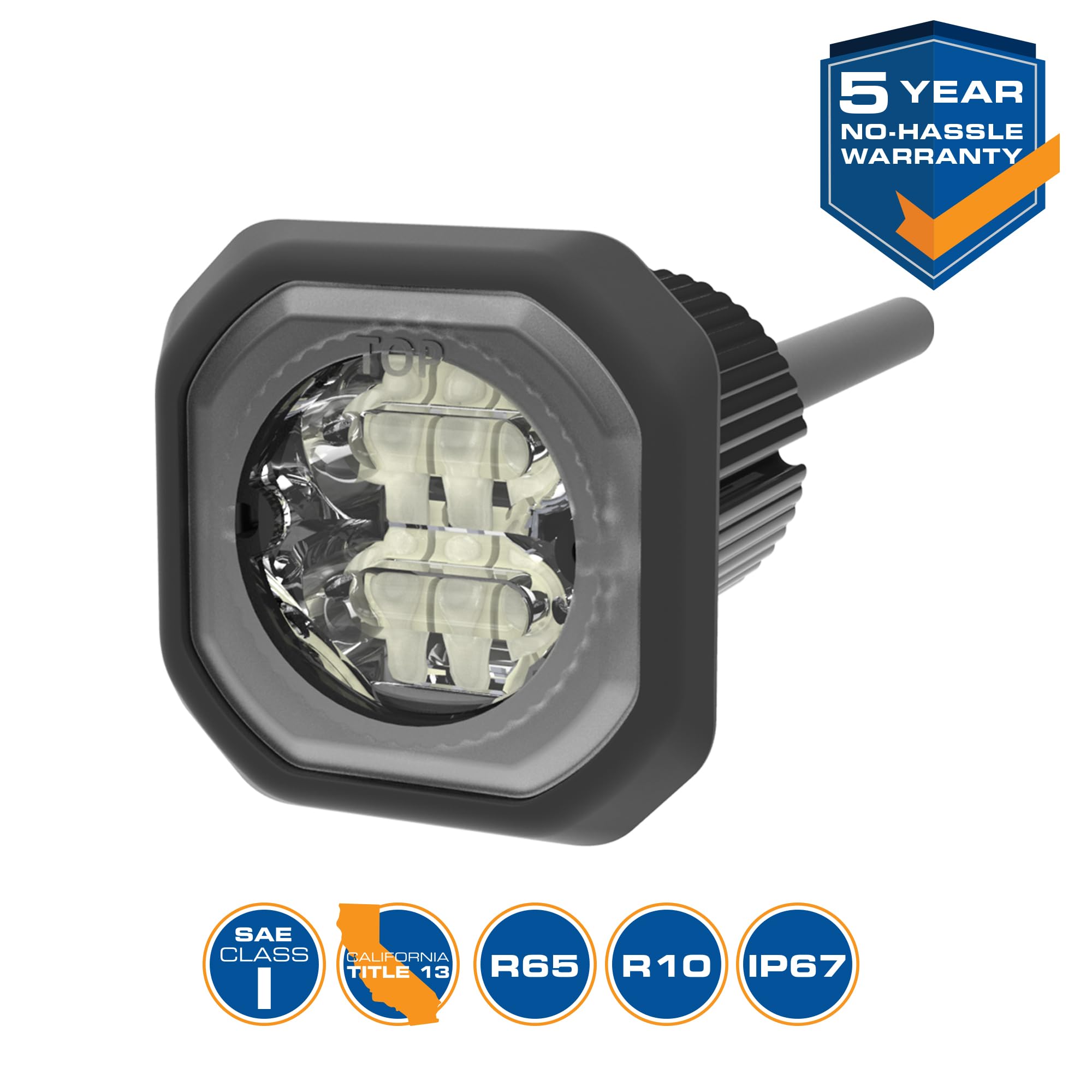 ECCO High-Intensity Directional LEDs Amber White LED 0.6 amps 12V 24V 69 flash patterns Waterproof Warning Light Construction Caution Lights for Truck off Road car Commercial Vehicles, 5 Year Warranty