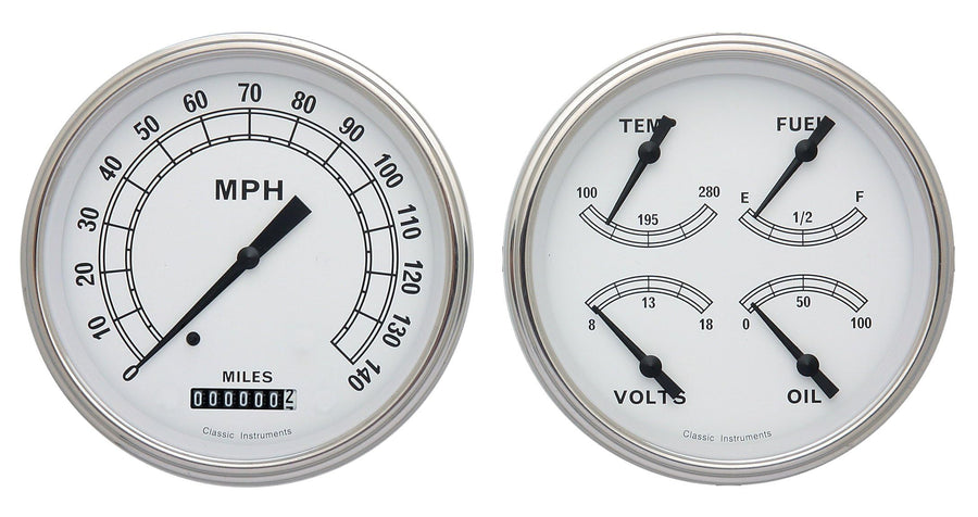 Classic Instruments Classic White CT47CW52 Truck Gauge Package