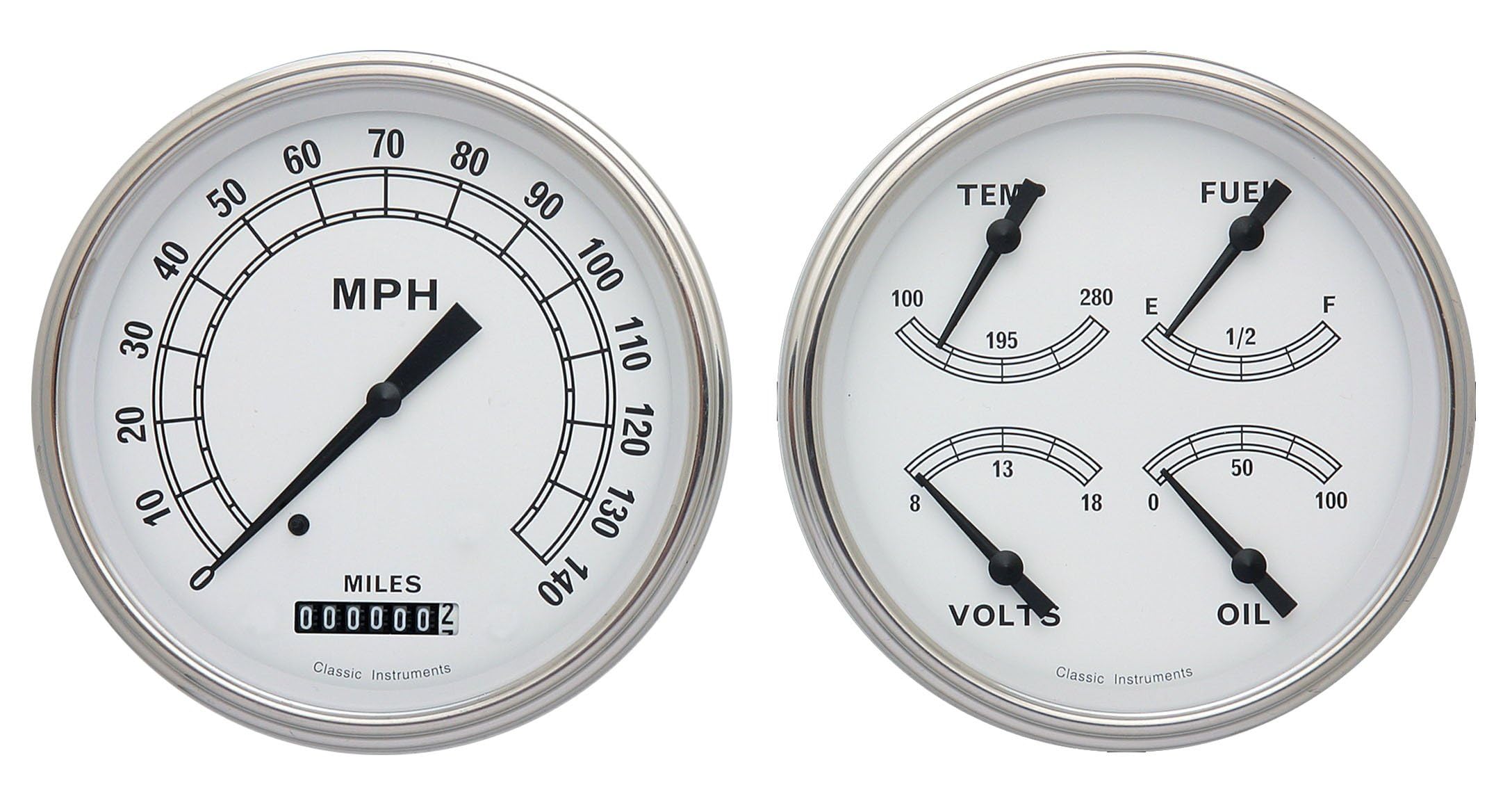 Classic Instruments Classic White Truck Gauge Package CT47CW52-LS - LS Sending Unit