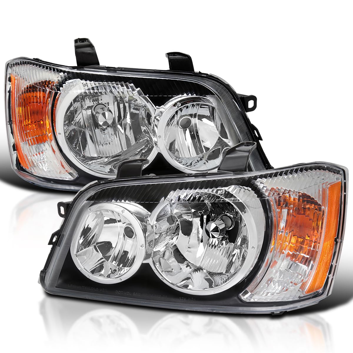 Replacement SPEC-D TUNING Chrome Headlights Compatible with 2001-2003 Toyota Highlander, Left + Right Pair Headlamps Assembly