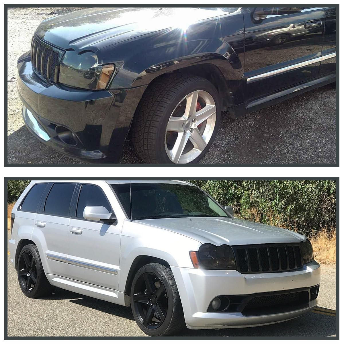 Smoke Headlights Spec-D Tuning Compatible with 2005-2007 Jeep Grand Cherokee, Left + Right Head Lights Assembly