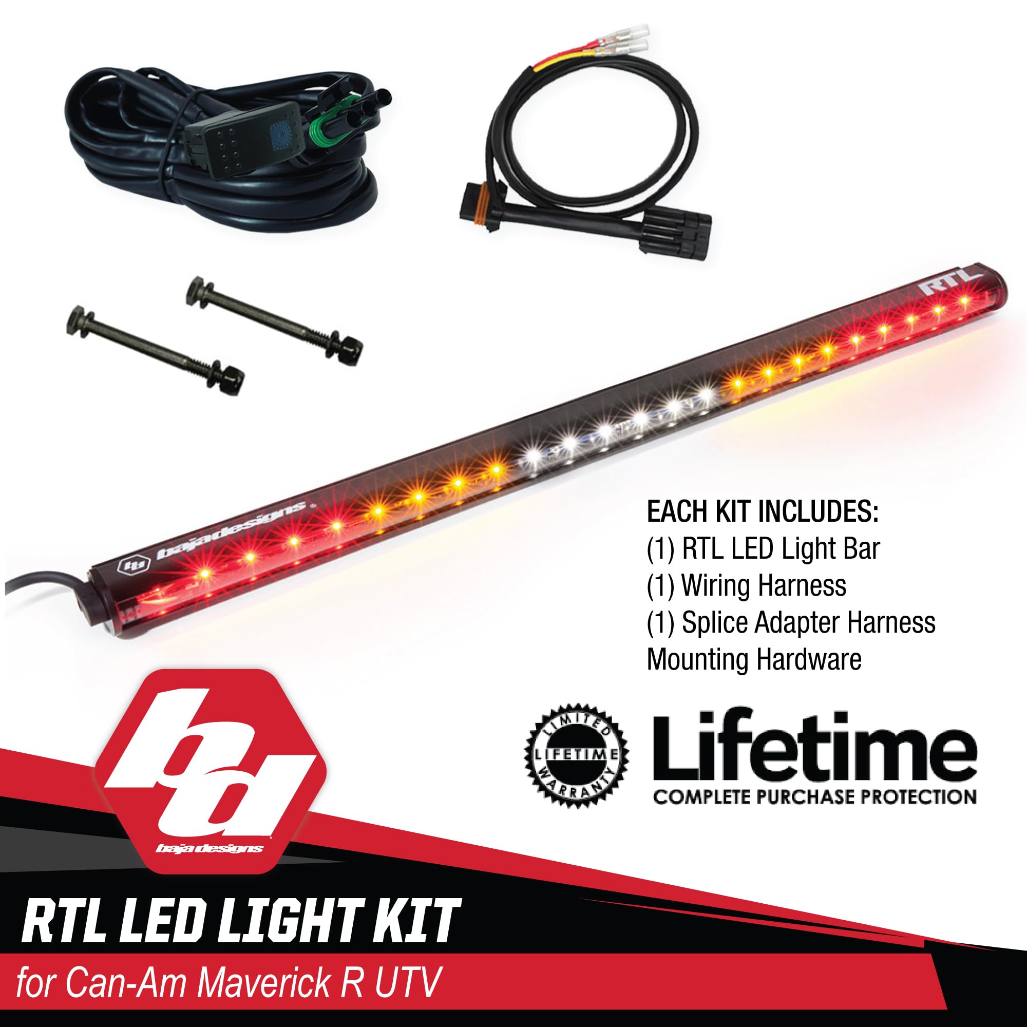 RTL Rear LED Light Kit Baja Designs for Can-Am Maverick R UTV