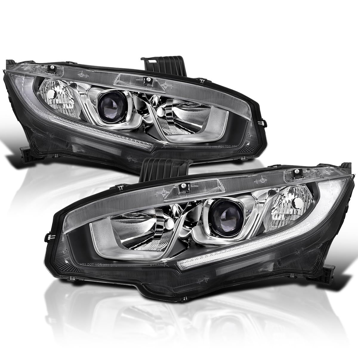 Honda Civic SPEC-D TUNING Headlight OE Halogen/Model ONLY-CHRM HOUSING CLR Lens