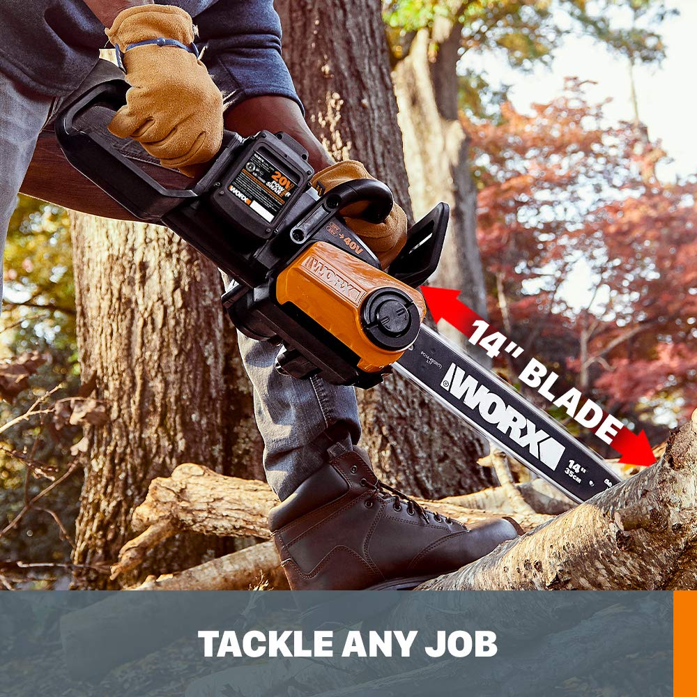 40V Worx 14" Cordless Chainsaw Power Share with Auto-Tension - WG384 (Batteries & Charger Included)