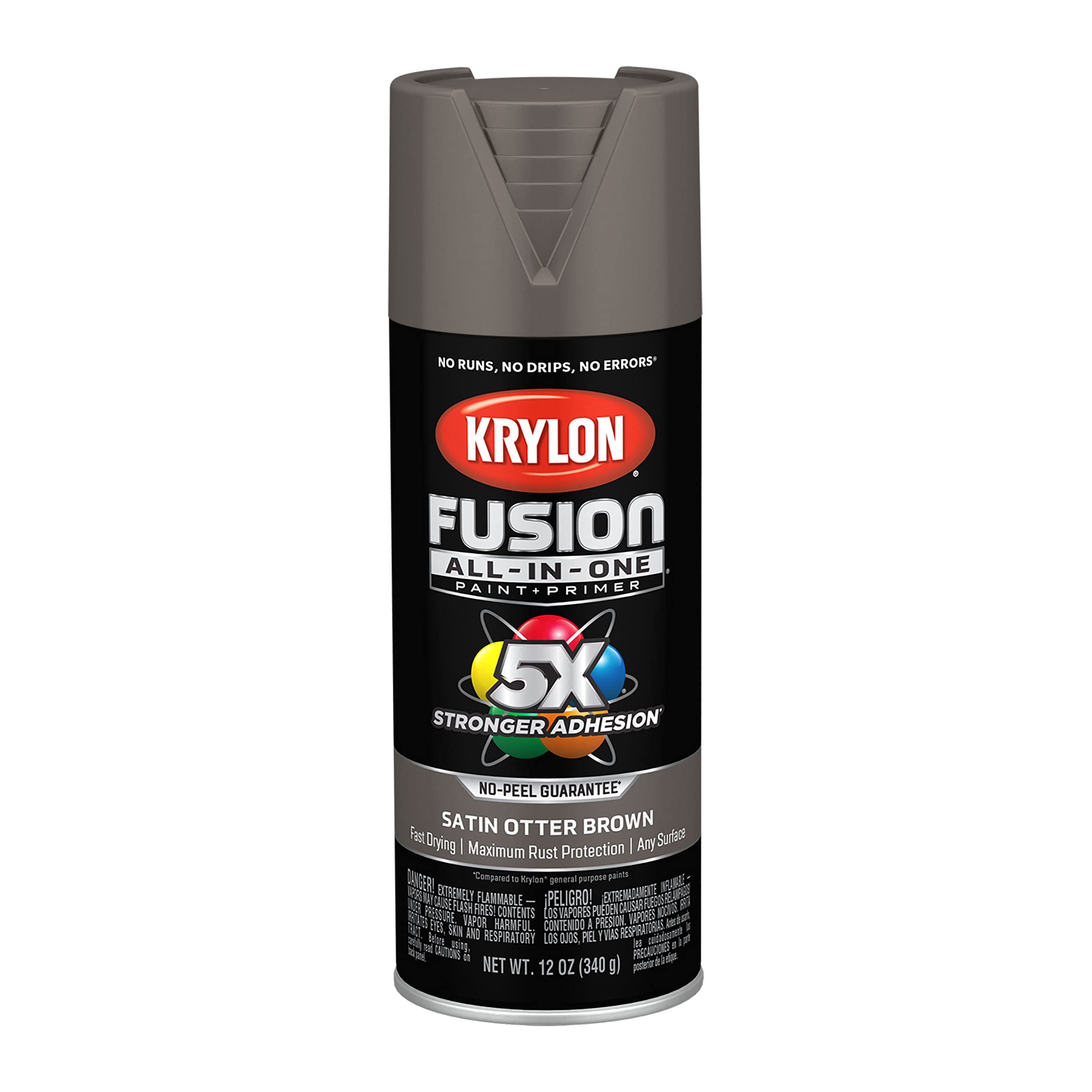 Krylon All-In-One Fusion Adhesive Spray Paint for Indoor/Outdoor Use, 12 oz, Otter Brown