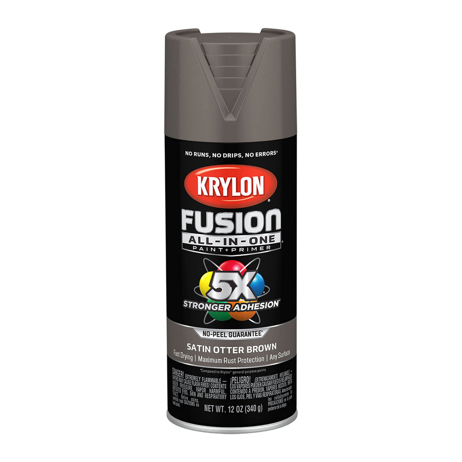 Krylon All-In-One Fusion Adhesive Spray Paint for Indoor/Outdoor Use, 12 oz, Otter Brown