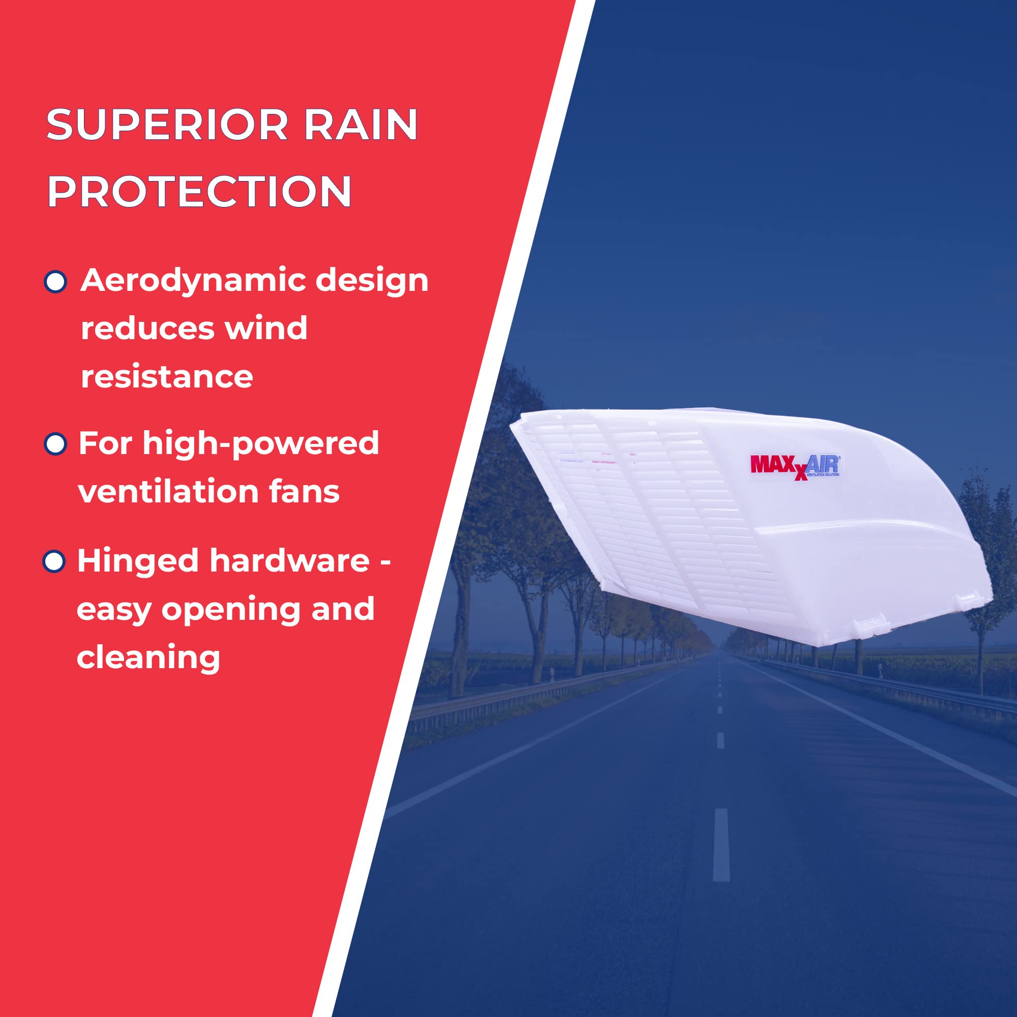 FANMATE MAXXAIR 00-955001 Cover with EZ Clip Hardware, Constant Airflow, Super Tough, White Fan/Vent