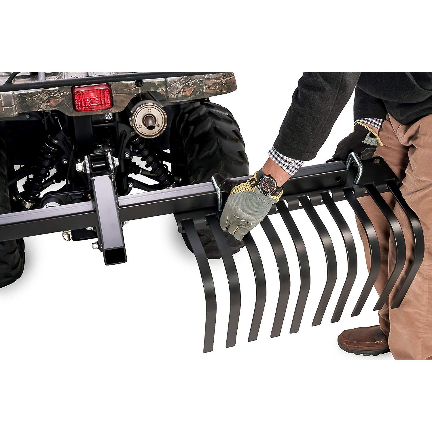 Camco Black Boar Landscape Rake ATV/UTV Implement for Removal of Rock, Grass Clumps and Debris, Prep for Seeding, Cultivate, Establish Food Plot, Maintain Land (66002)