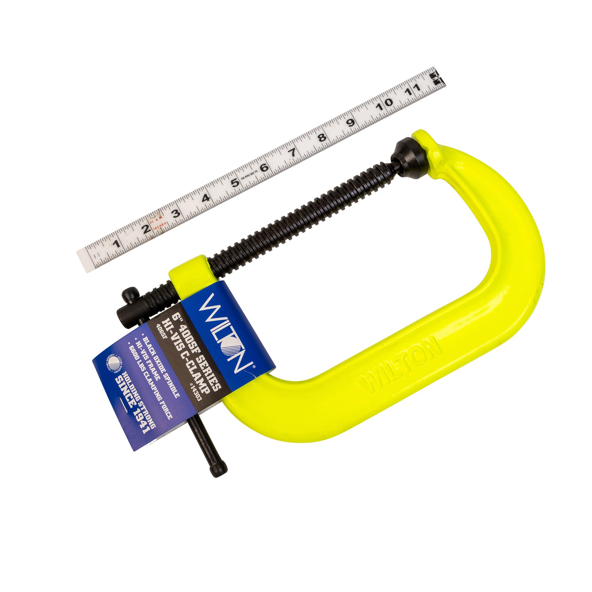 Hi-Vis Wilton C-Clamp, 6-1/16" Opening, 4-1/16" Throat, 6600 Lbs. Clamping Force (Model 406-SF)