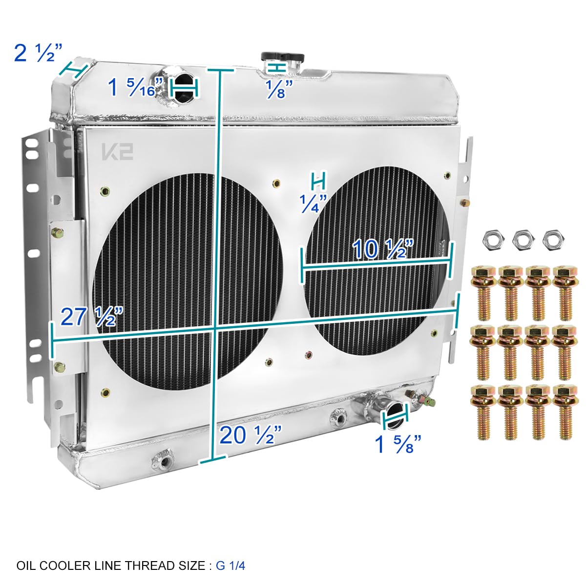 Cooling Spec-D Tuning Aluminum 3 Row Radiator with Fan Shroud Compatible with 1963-1968 Chevrolet Bel Air