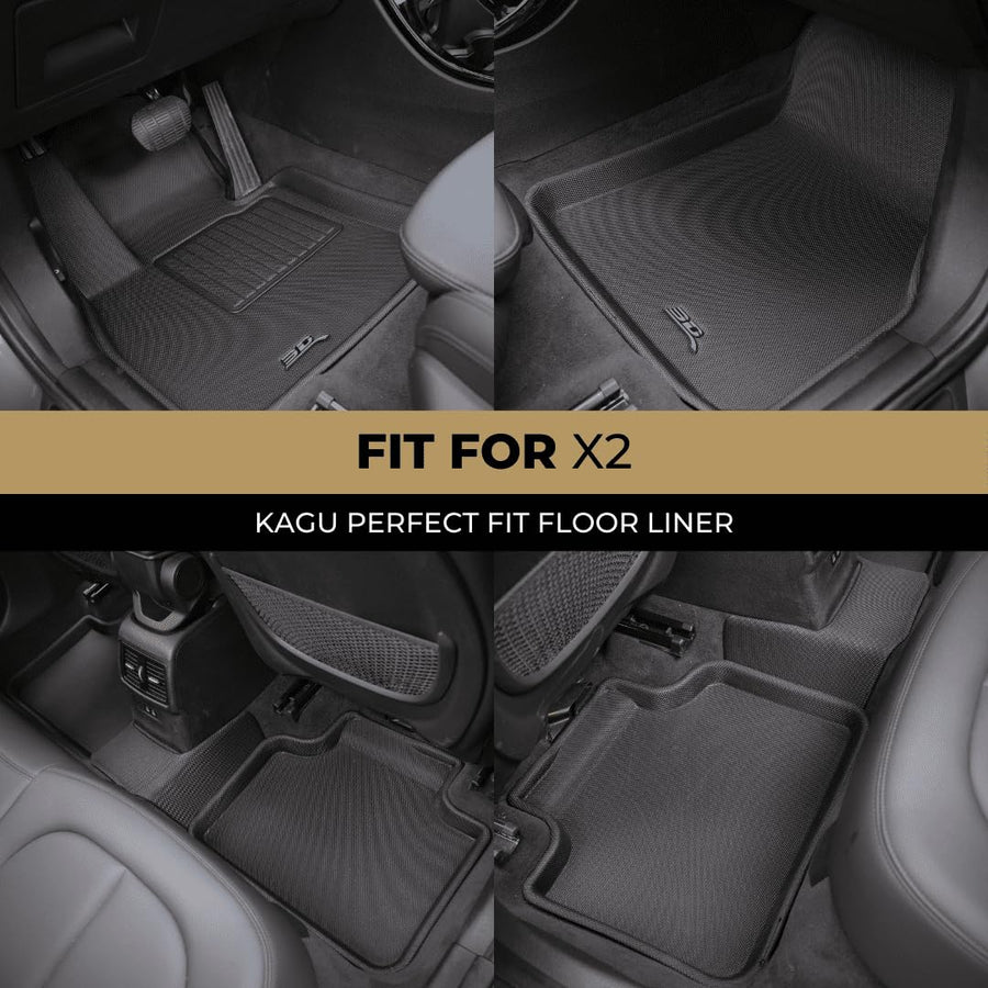 Custom Fit 3D MAXpider Kagu Floor Mat (Black) Compatible with BMW X1 2016-2022 / X2 2018-2023 - Full Set