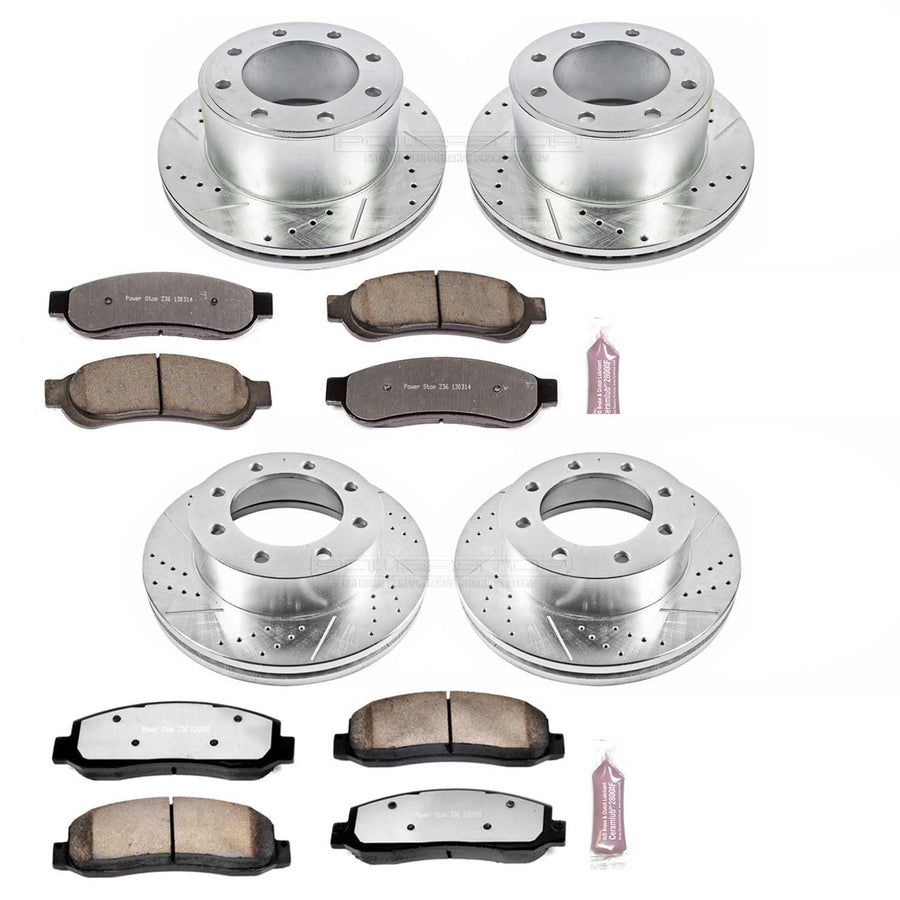 Power Stop Z36 Truck & Tow Brake Kit K5573-36 Front and Rear, Carbon Fiber Ceramic Brake Pads and Drilled/Slotted Brake Rotors For Ford F-350 Super Duty 2010 [Model Specific]