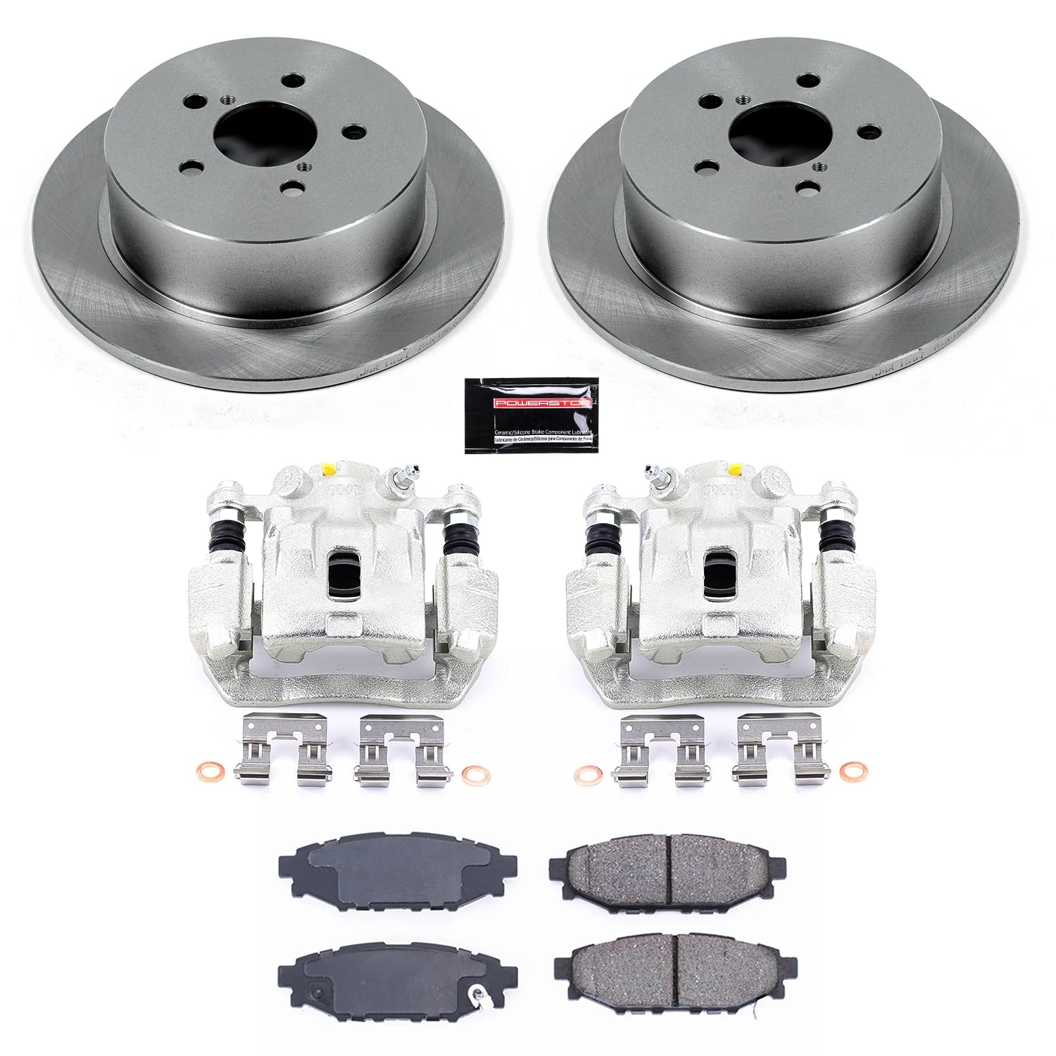 Power Stop KCOE4632 Replacement Autospeciality Rear Caliper Kit- OE Rotors, Ceramic Brake Pads, Calipers For Subaru Legacy 2005, Subaru Outback 2005 [Model Specific]