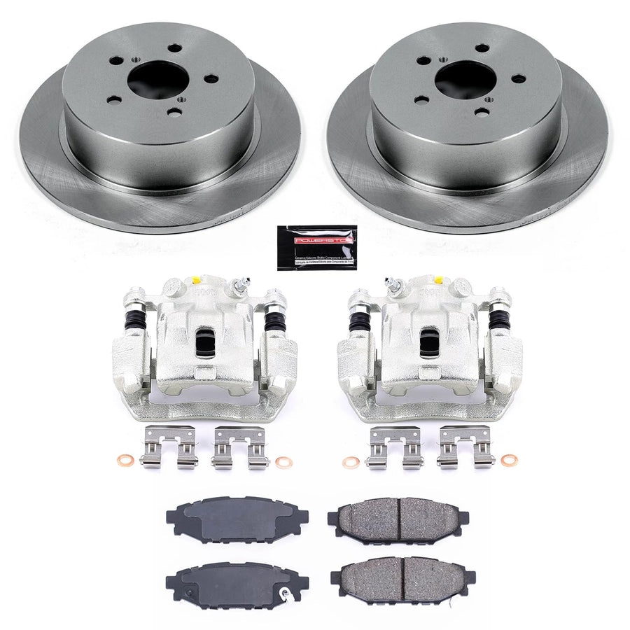 Power Stop KCOE4632 Replacement Autospeciality Rear Caliper Kit- OE Rotors, Ceramic Brake Pads, Calipers For Subaru Legacy 2005, Subaru Outback 2005 [Model Specific]