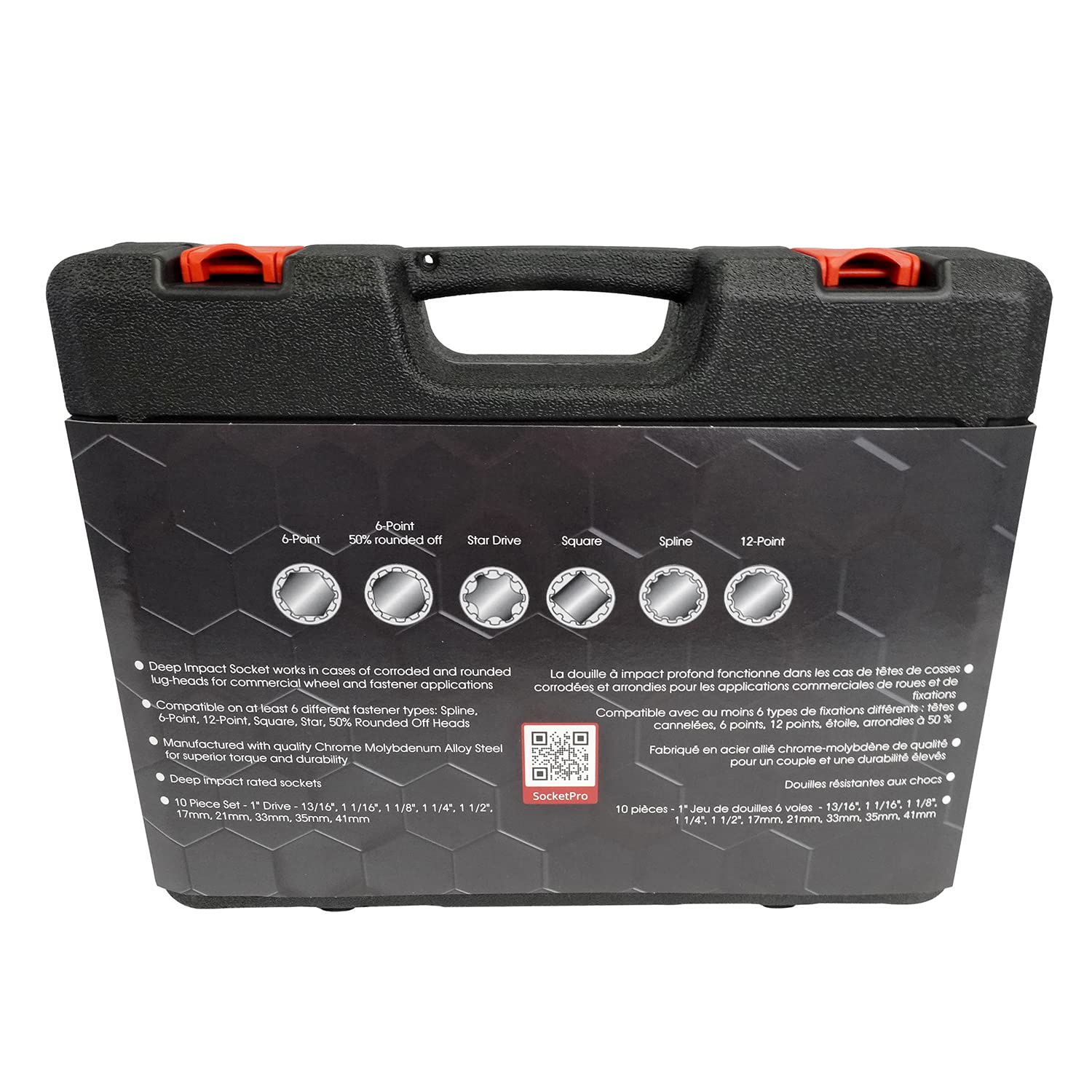 6 Way Socket Pro – Counteract 10pc Set - 13/16", 1-1/16", 1-1/8", 1-1/4", 1-1/2", 17mm, 21mm, 33mm, 35mm, 41mm - 1" Drive