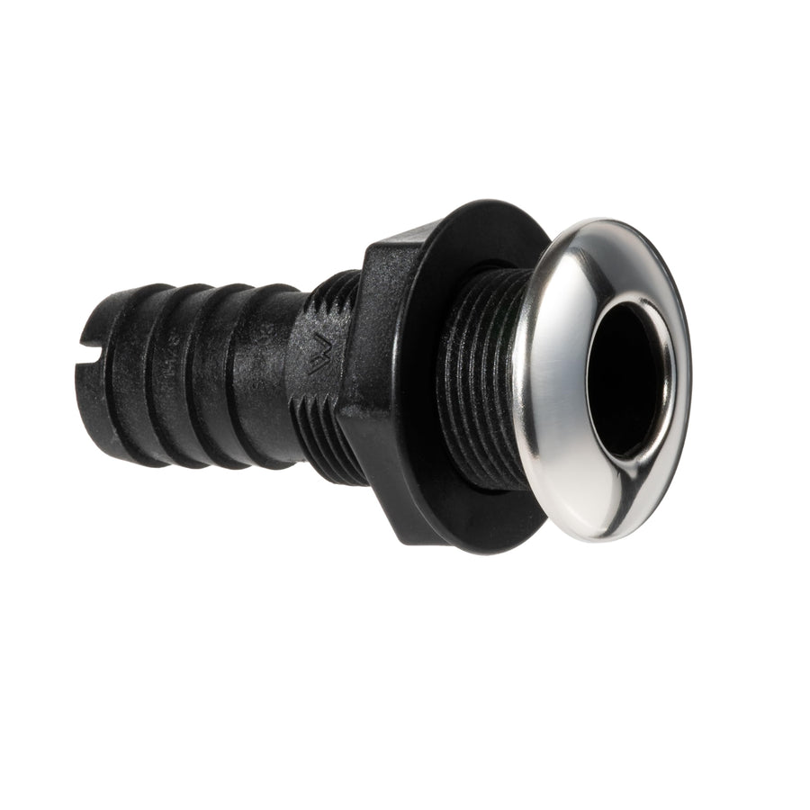 Thru-Hull Whitecap Industries S-3803C Stainless Steel/Nylon with Barb - 1-1/8" Hose Size, Straight