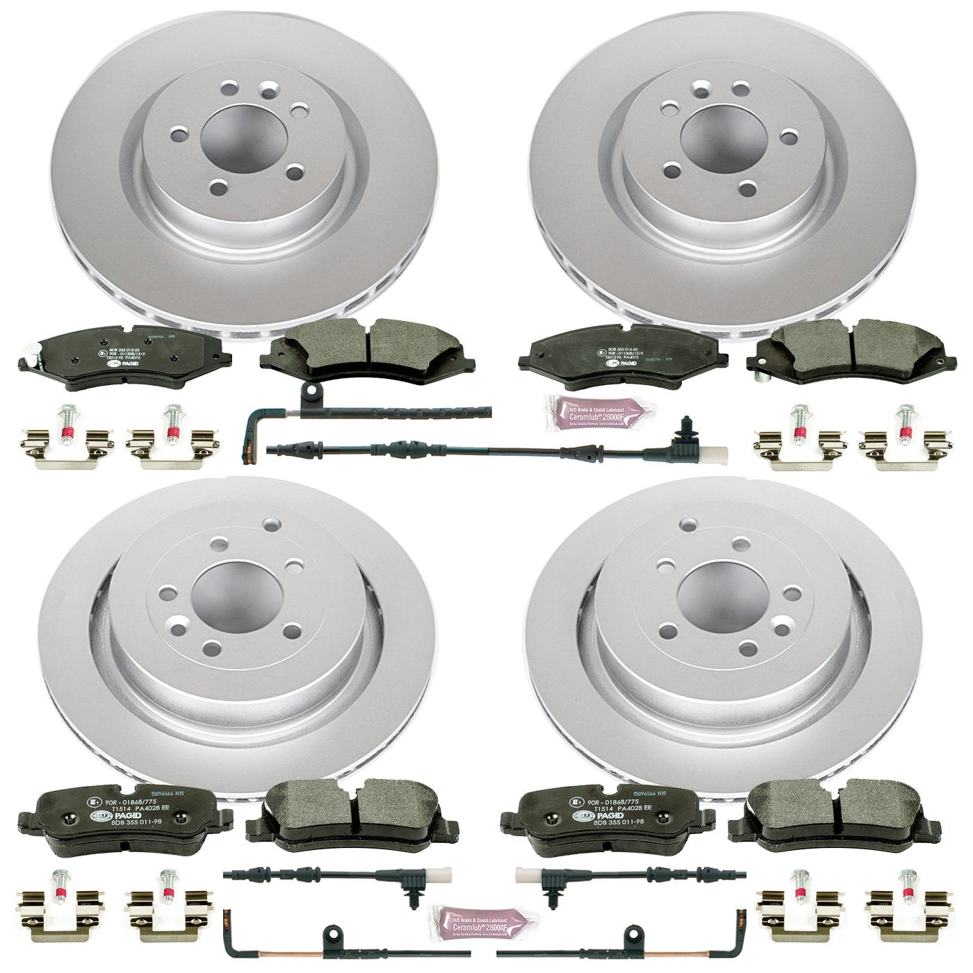 Power Stop Euro-Stop ESK6227 Brake Kit Front & Rear L& Rover and 1 Front & 1 Rear Sensor Wires For Land Rover Range Rover Sport 2010-2013 [Model Specific]