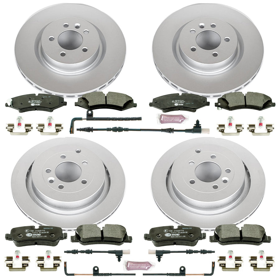 Power Stop Euro-Stop ESK6227 Brake Kit Front & Rear L& Rover and 1 Front & 1 Rear Sensor Wires For Land Rover Range Rover Sport 2010-2013 [Model Specific]