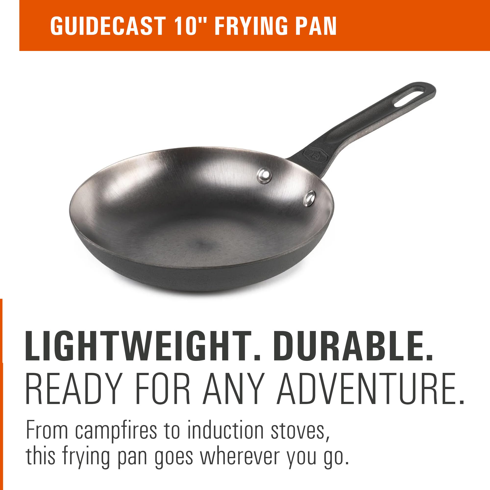 Guidecast GSI Outdoors 60610 Frying Pan, Cast Iron Skillet for Versatile Cooking, 10-Inch