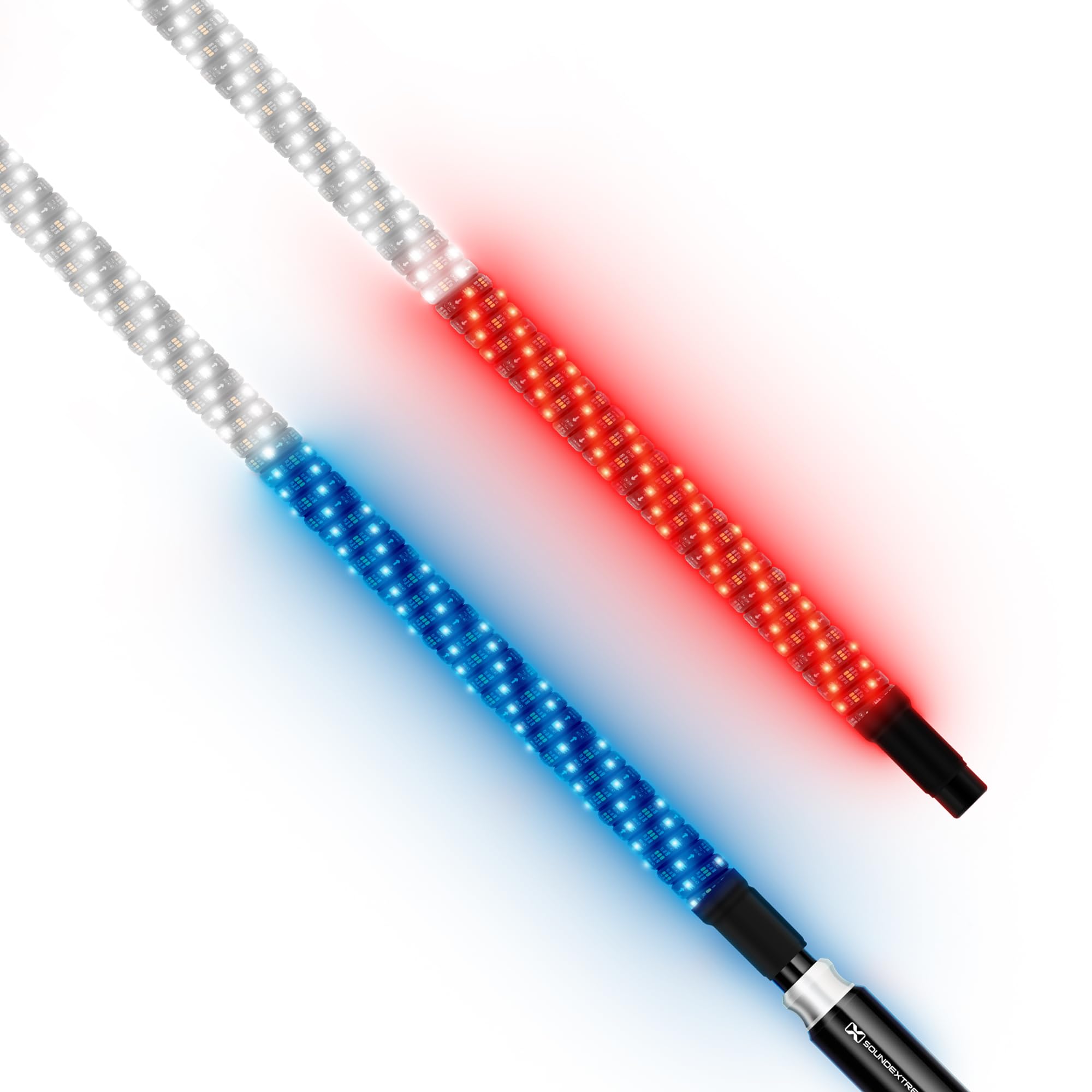 ExtremeWhip by ECOXEAR SoundExtreme 2X 4FT LED Whip and Quick Release Magnetic Whip Mount Waterproof Dirt Proof LEDCast Compatible - Includes 4-Zone LED Controller with Dual Control
