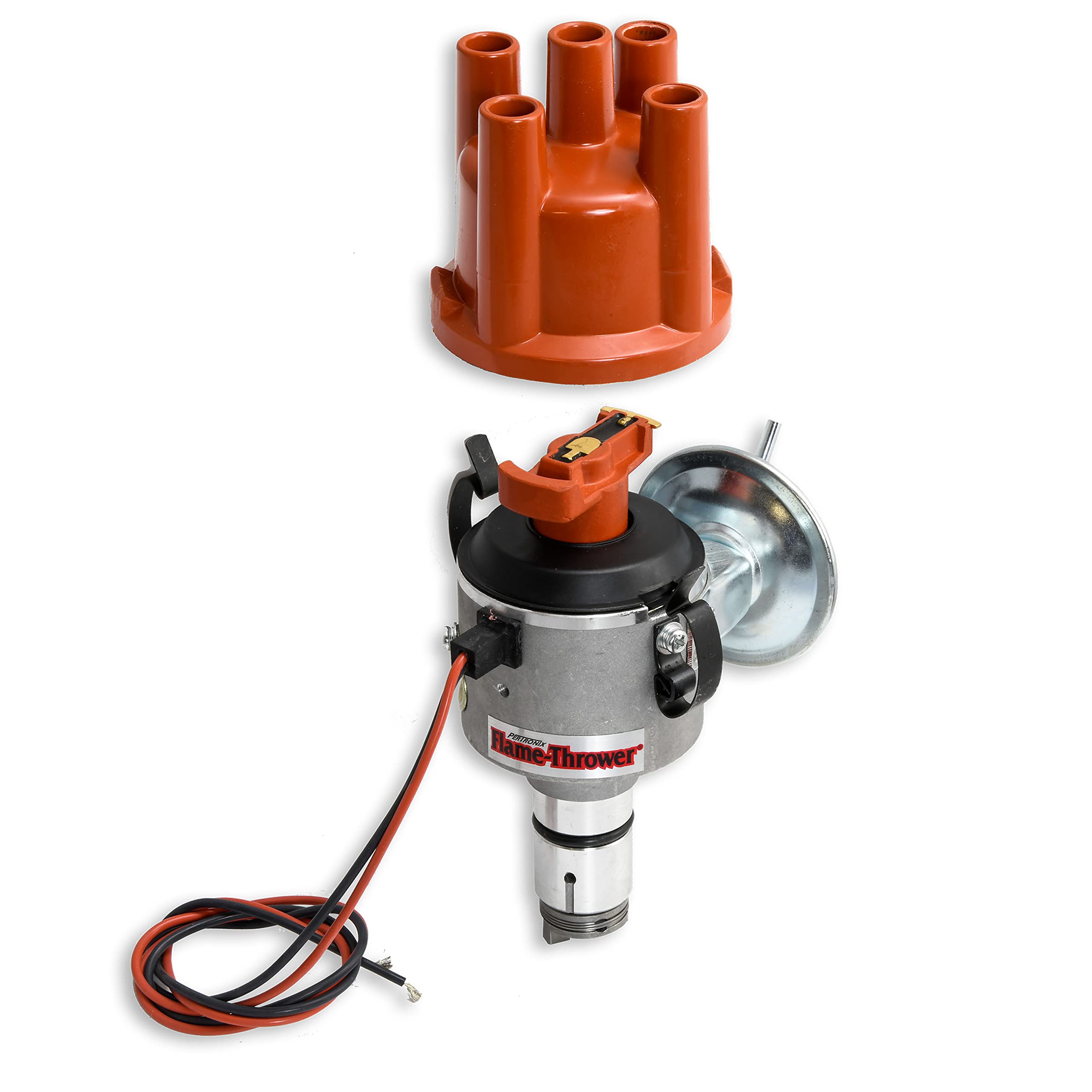 PerTronix Flame-Thrower D186504 Plug and Play Electronic Ignition Distributor with Ignitor Technology, Compatible with VW Type 1 Engines, Vacuum Advance Cast