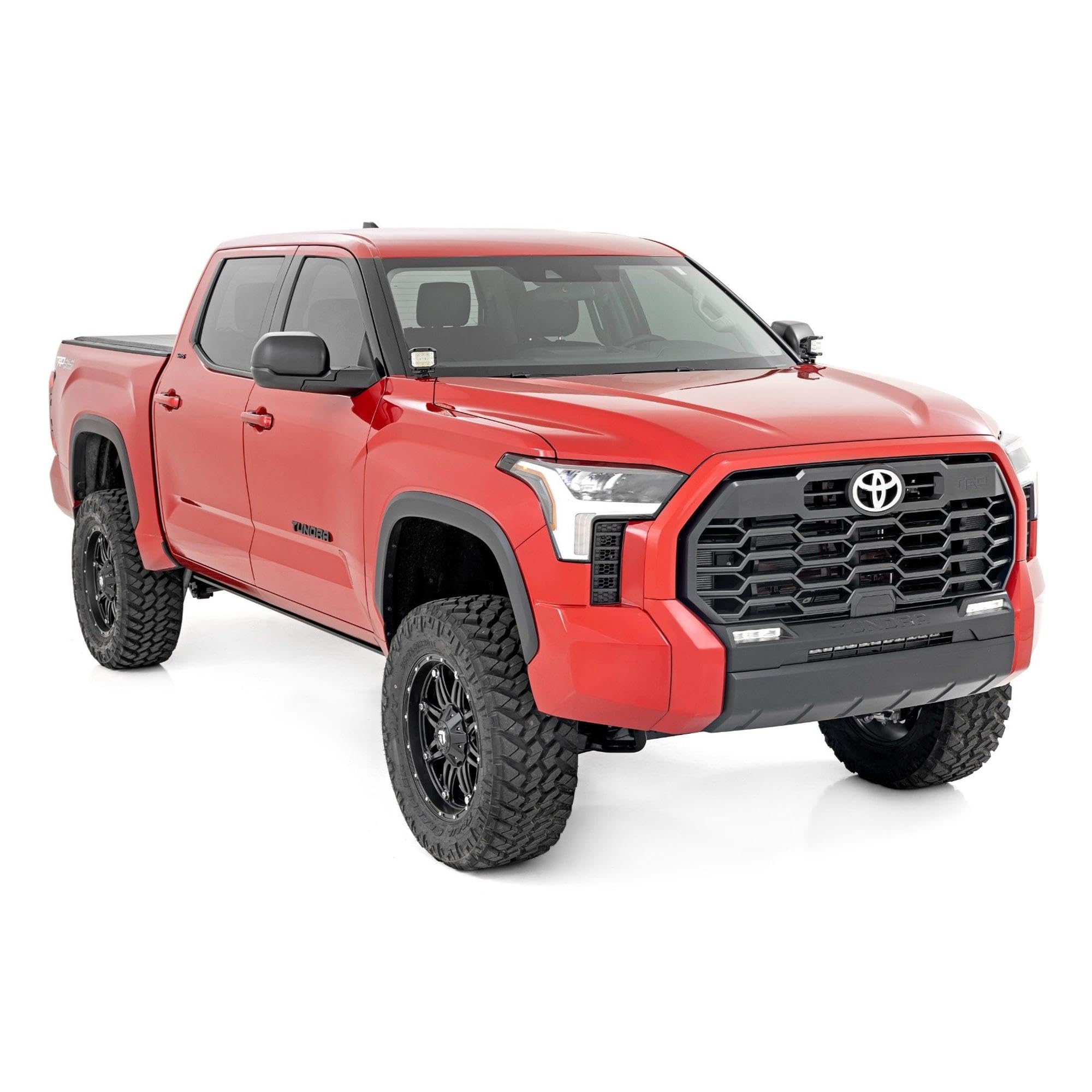 Rough Country Dual 2" LED Ditch Light Kit for Tundra Toyota (2022-2025) - (2) 2-in Black Series LED Cubes, Amber DRL