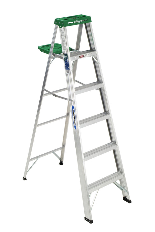 356 Werner stepladders, 6-Foot, Silver/Green, No Size, No Color