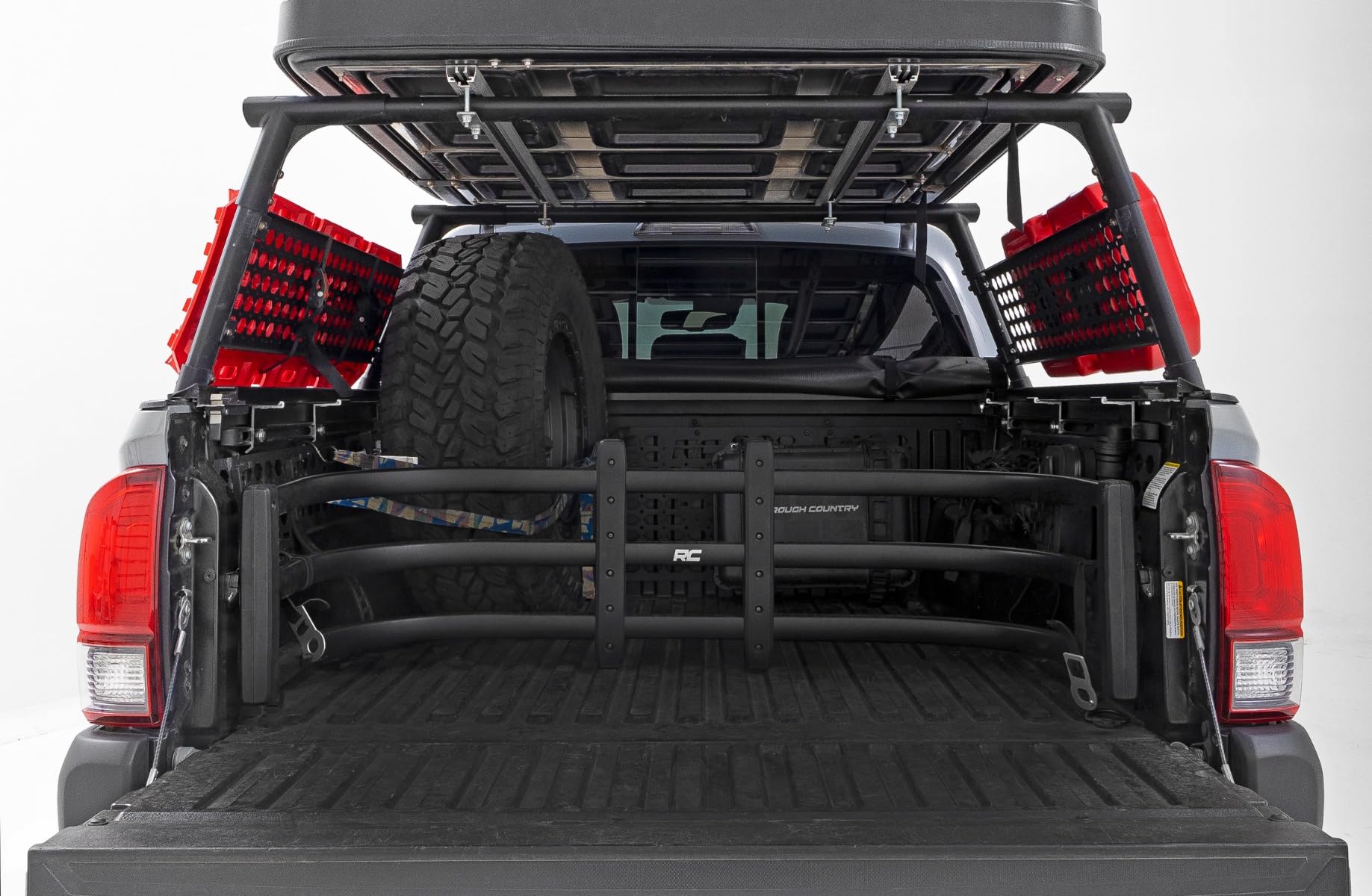Toyota Tacoma Rough Country Bed Rack Molle Panel Kit (2005-2023) - Storage Rack for Tools, Accessories & Recovery Gear