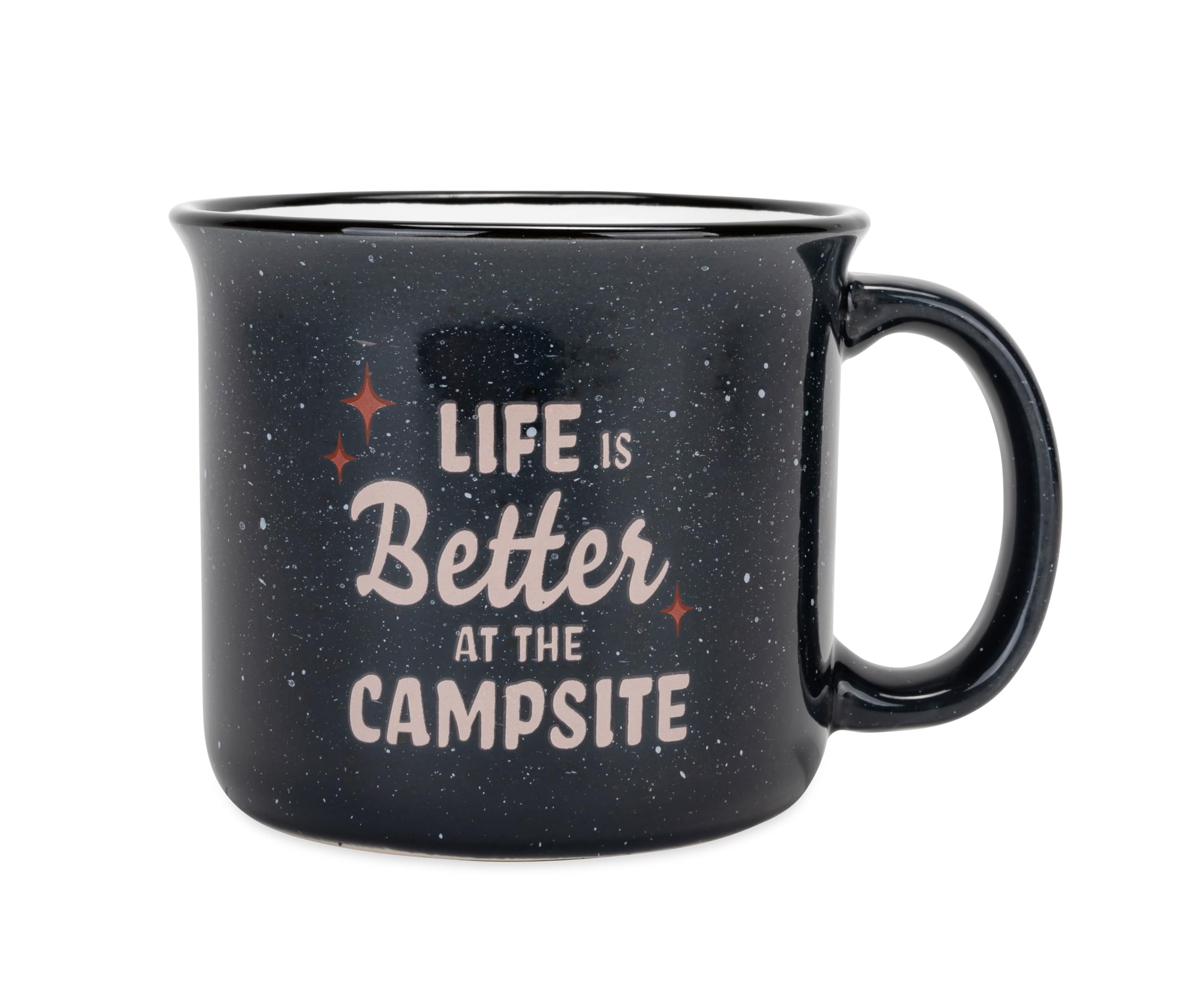 Ceramic Coffee Mug Camco Life is Better at The Campsite - Microwave and Dishwasher Safe - Features Speckled Blue Background with Life is Better at the Campsite Design - Coffee Cup Holds 14oz. (53473)