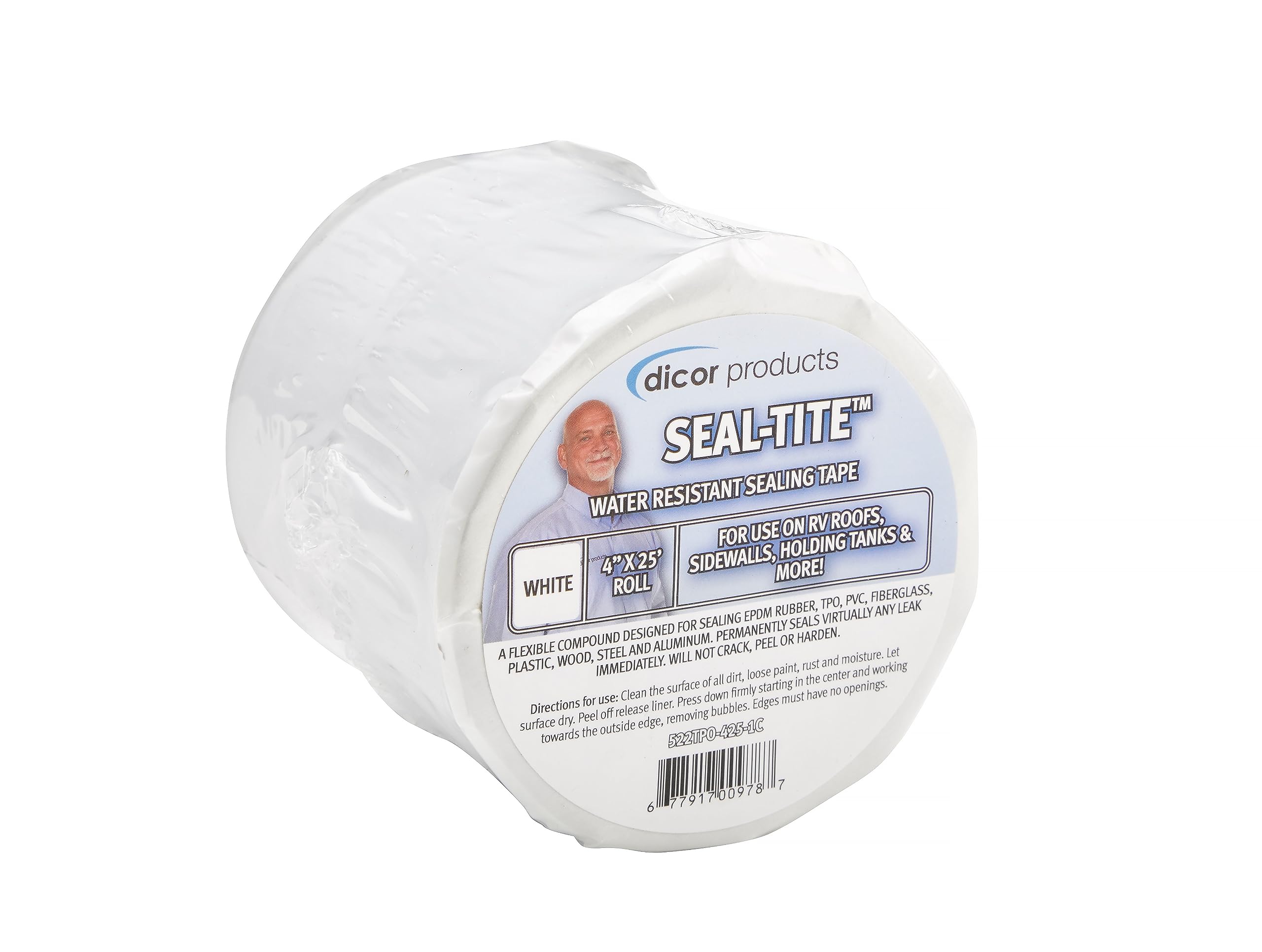 Seal-Tite Dicor 522TPO-425-1C RV, Trailer, Motorhome Sealing Repair Tape - 4" x 25' White