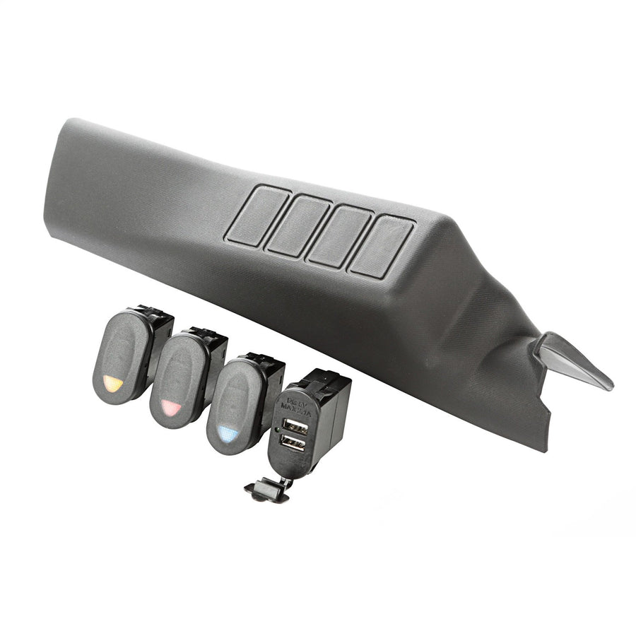 Switch Pod Kit, Rugged Ridge A-Pillar, 3 Switch, Dual USB Connector | 17235.98 | Fits 2011-2018 Jeep Wrangler JK/JKU