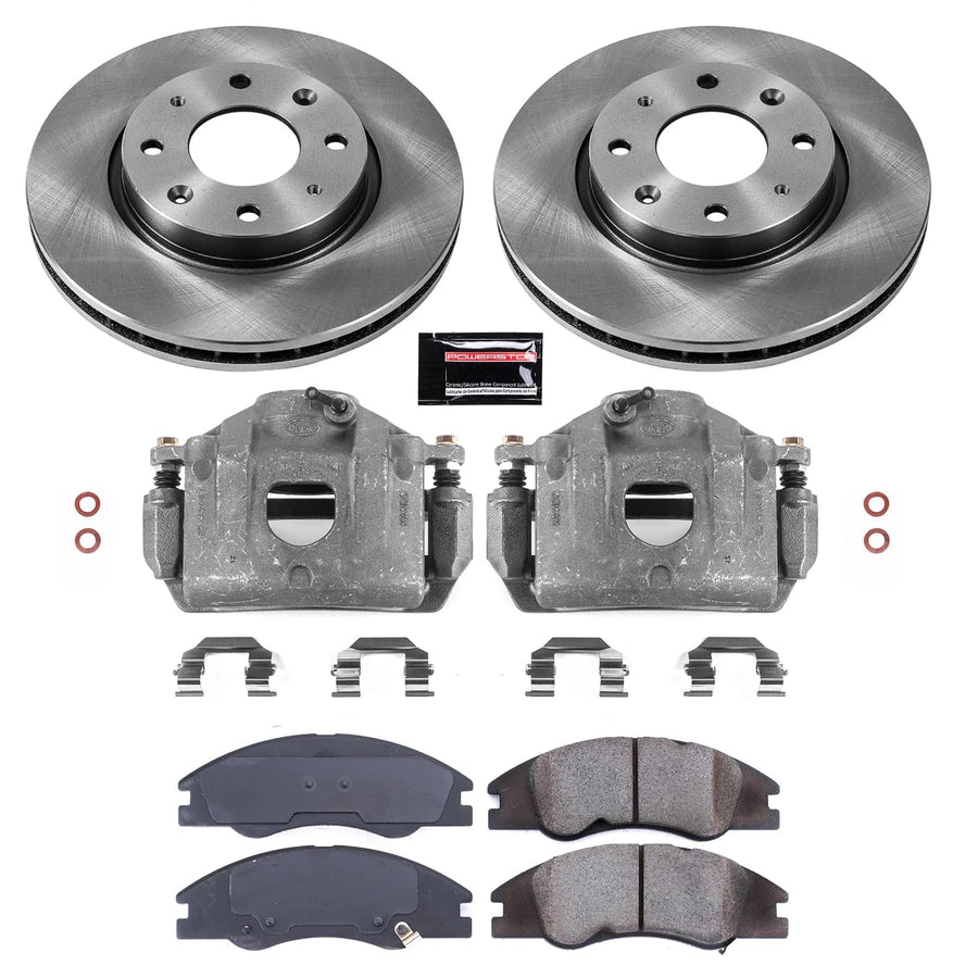 Power Stop KCOE5903 Front Caliper Brake Kit- Brake Rotors, Ceramic Brake Pads and Brake Calipers For Kia Spectra 2004-2009, Kia Spectra5 2005-2009 [Model Specific]