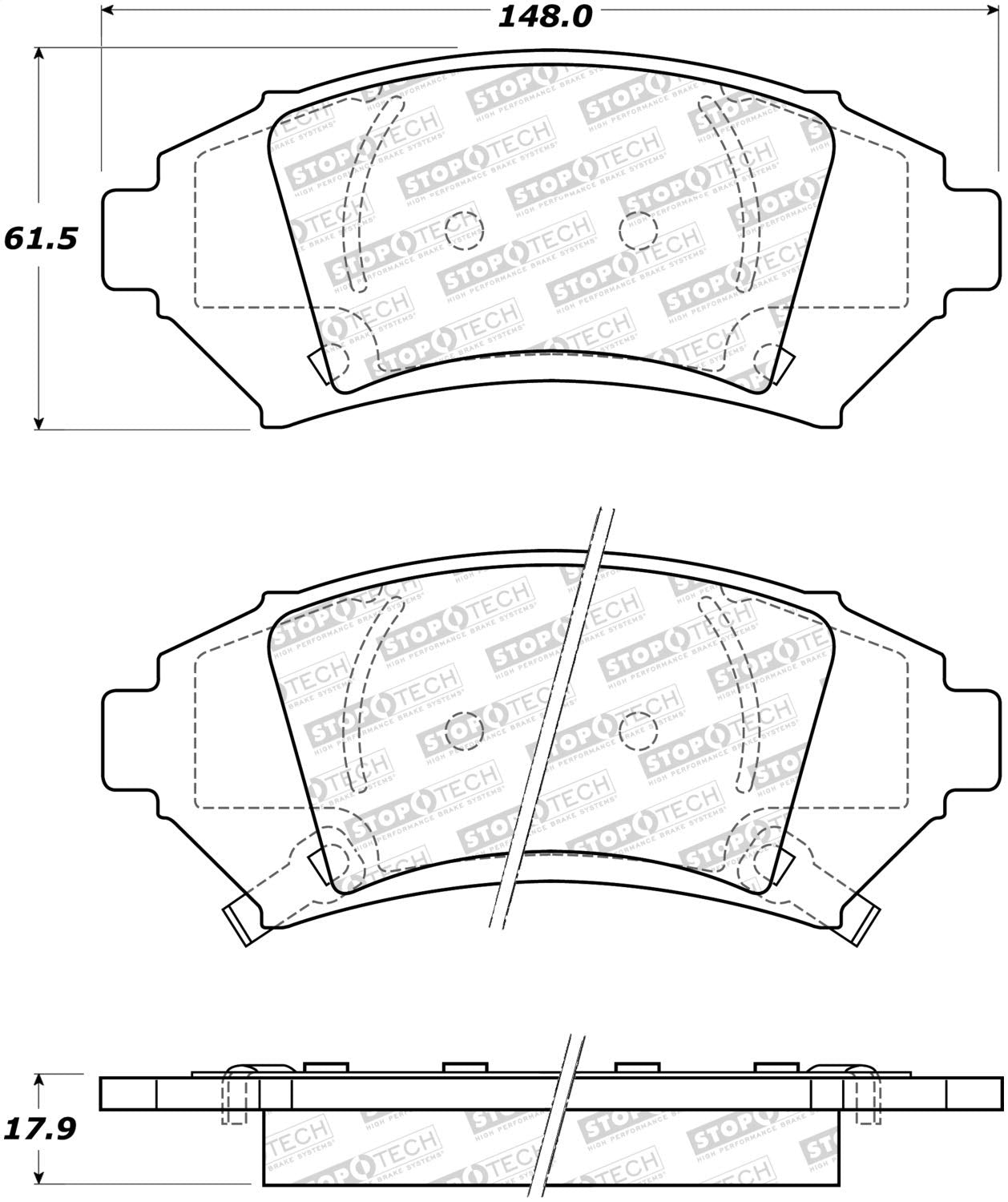 Front StopTech 308.10760 Brake Pads with Shims; Street