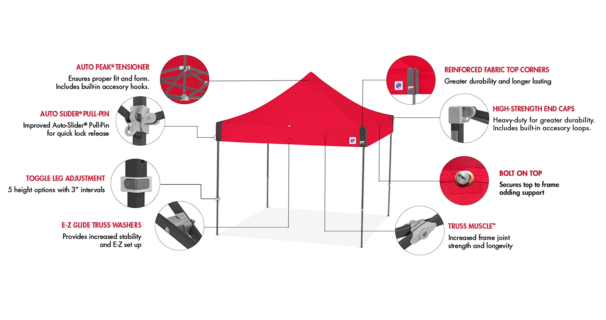 E-Z UP Instant Shelter Eclipse Canopy, 10' x 10', White Steel Frame and Professional Grade Royal Blue Top